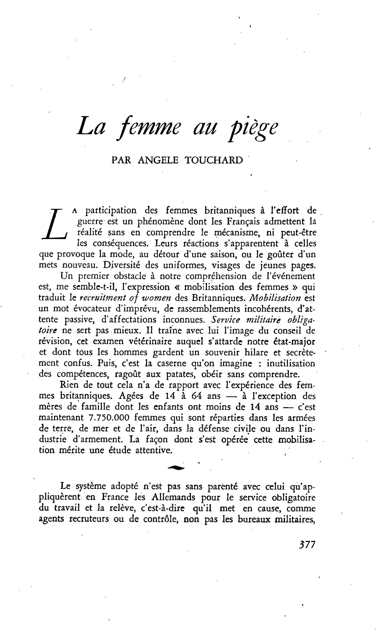 La femme au piège
