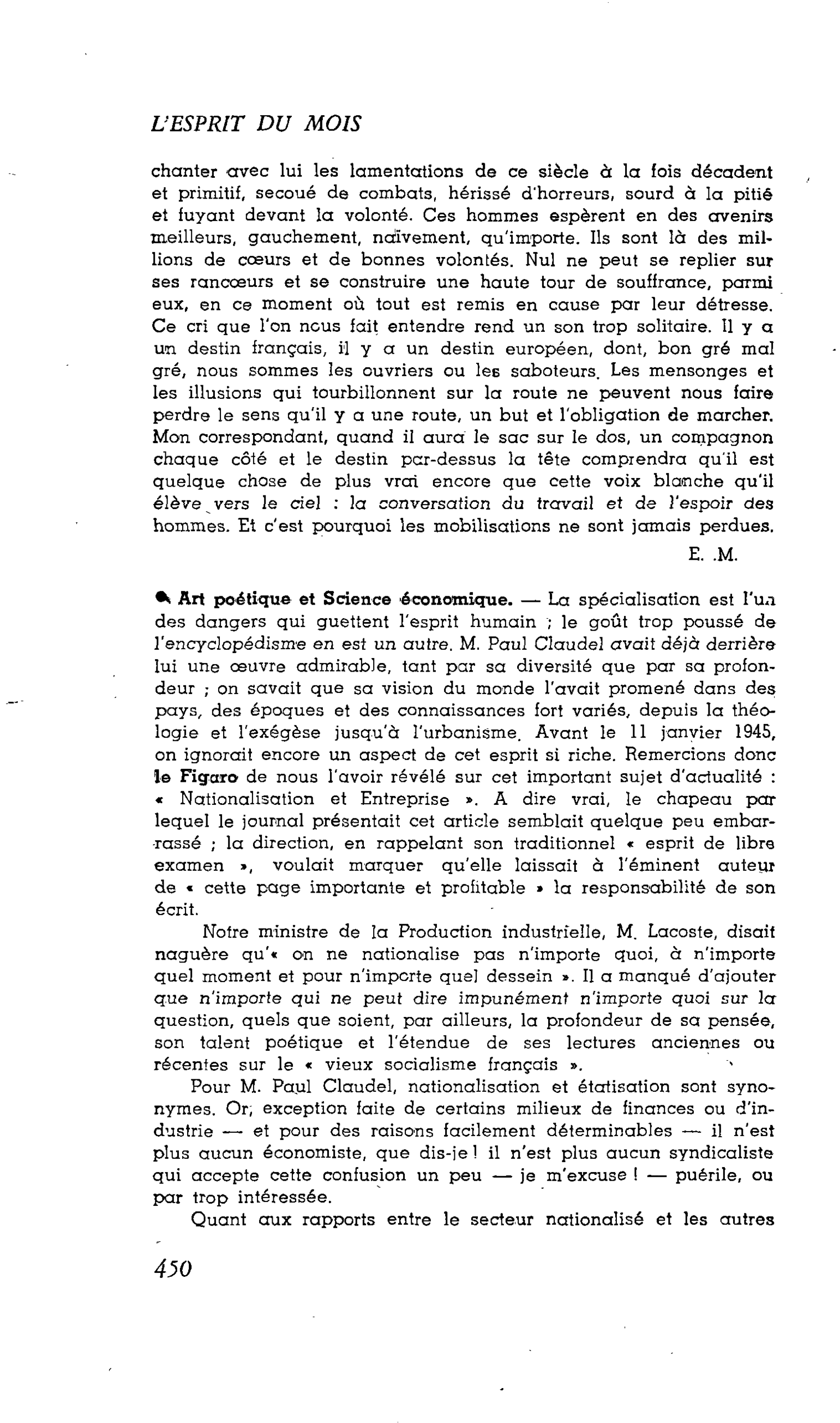 LA CITÉ : Art poétique et Science économique