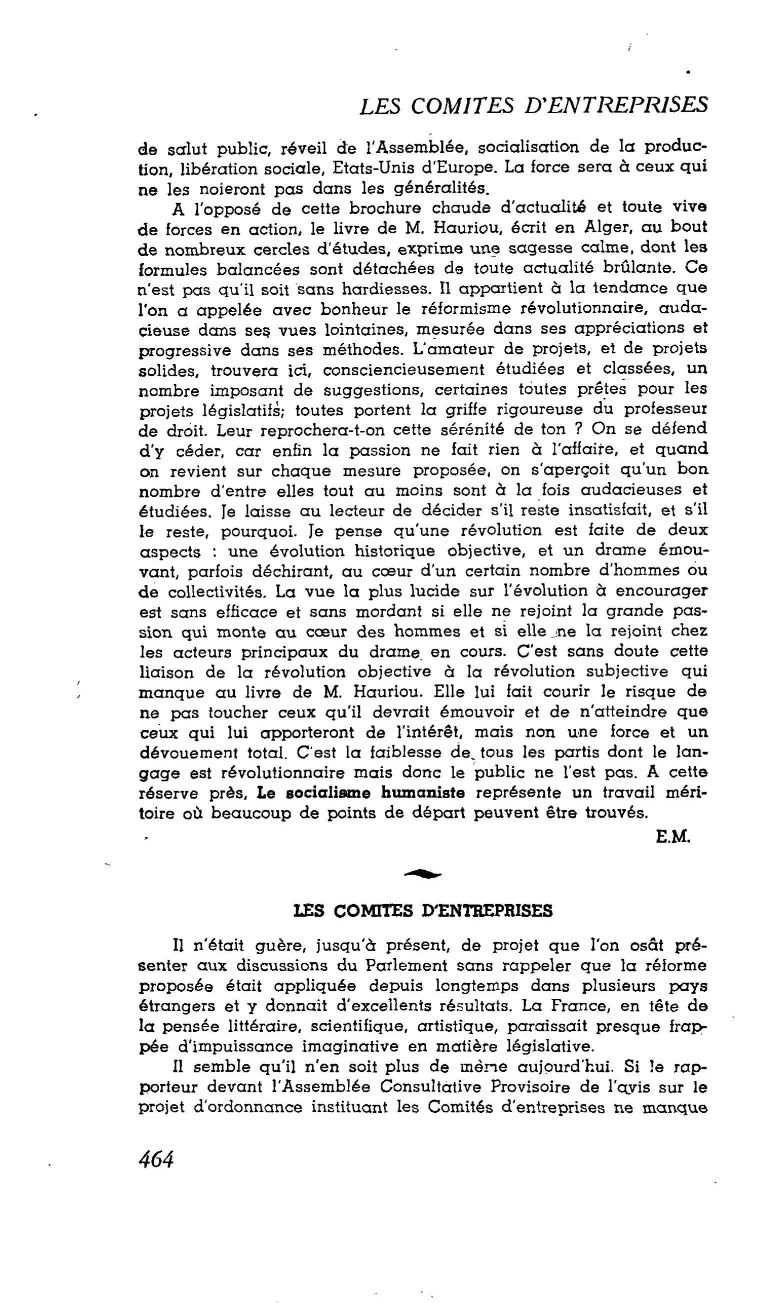 LES COMITES D’ENTREPRISES