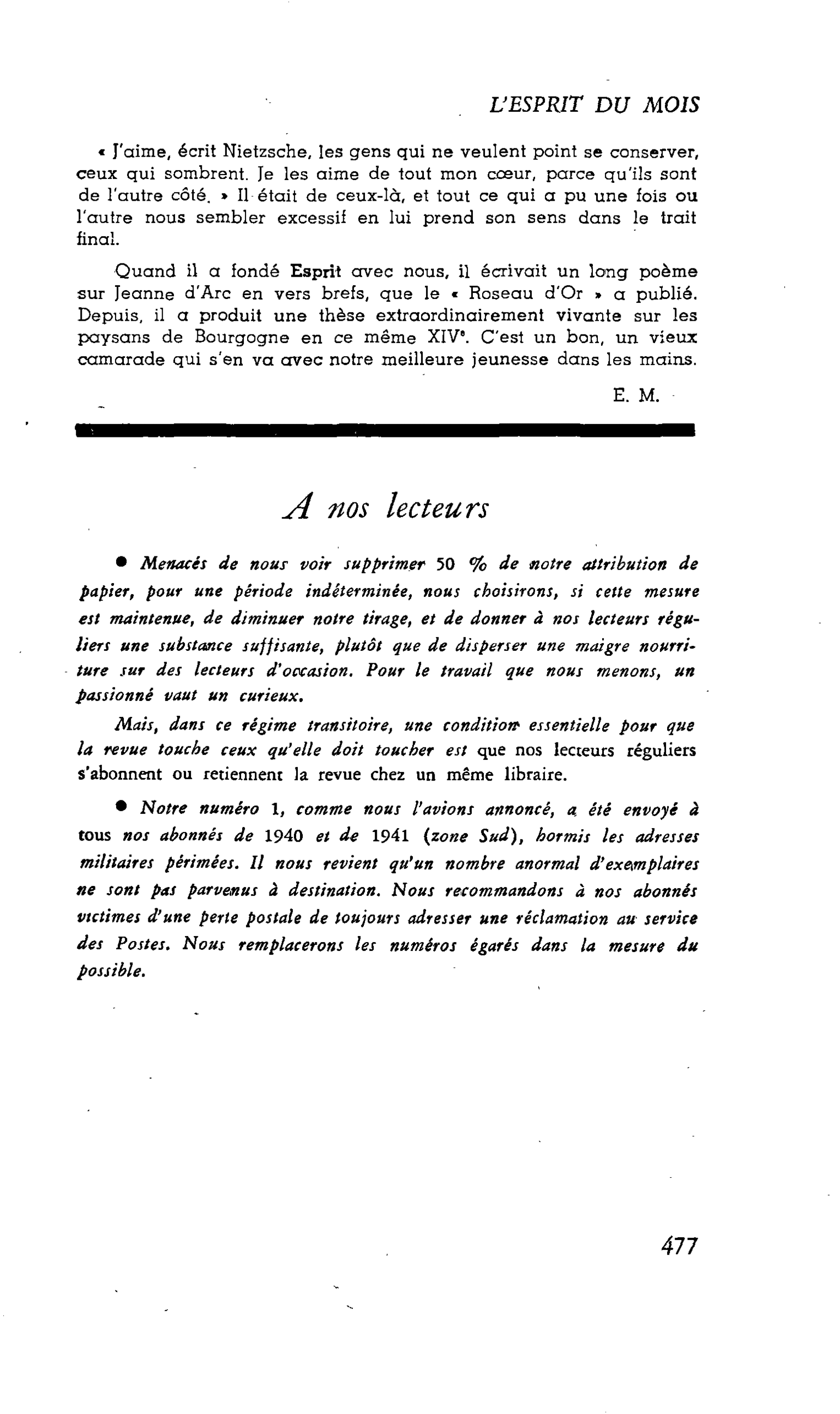 A nos lecteurs