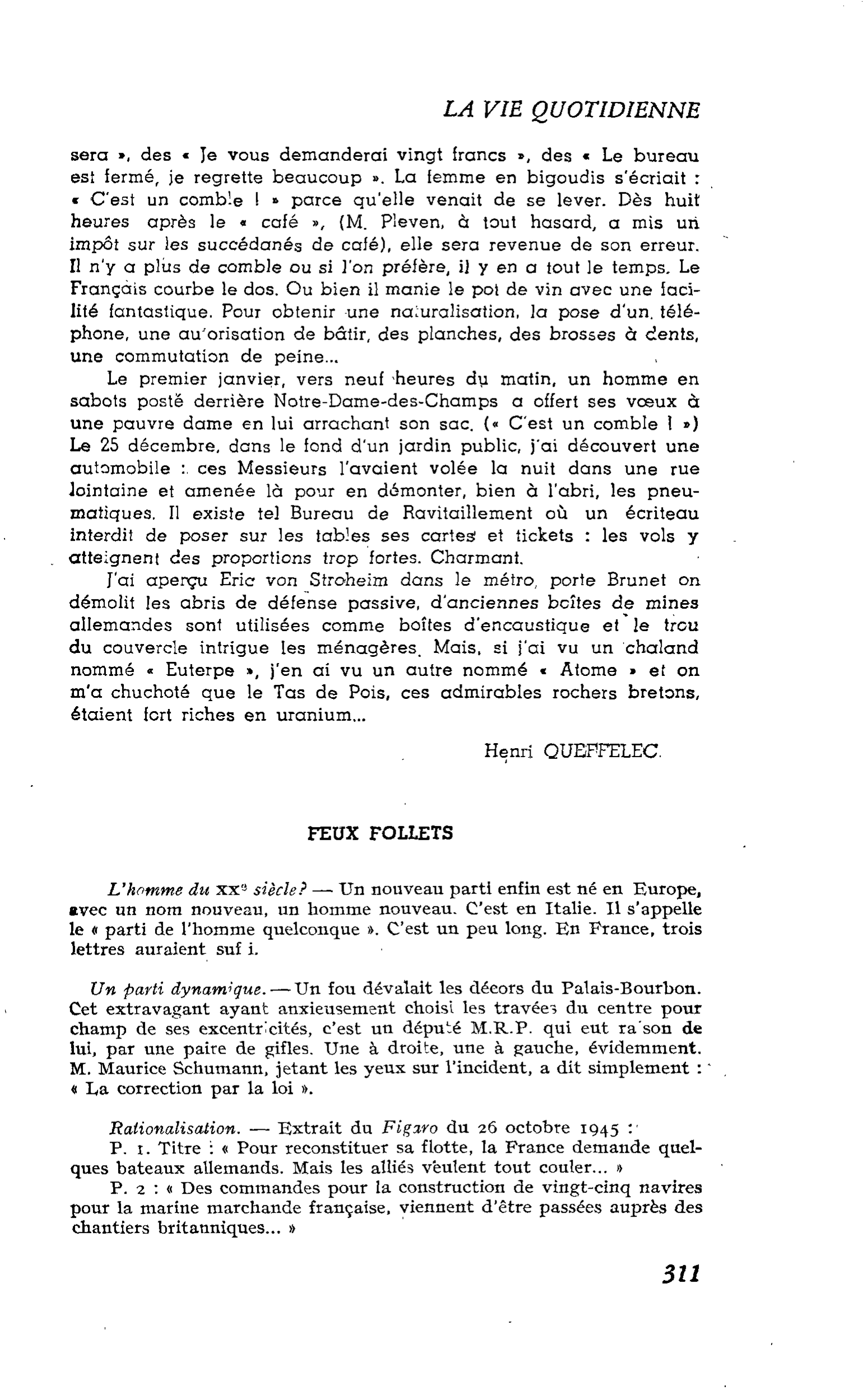 L’HOMME ENGAGÉ : FEUX FOLLETS