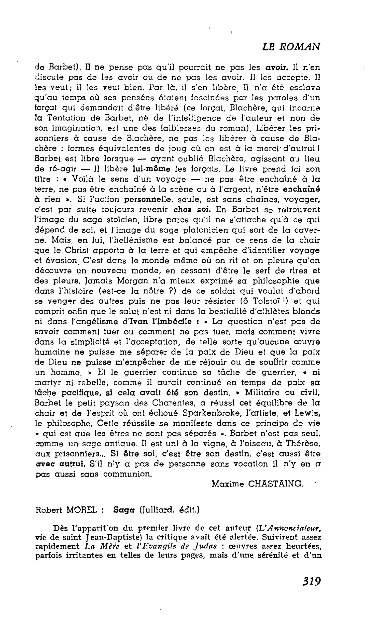 LES LETTRES. Robert MOREL : Saga