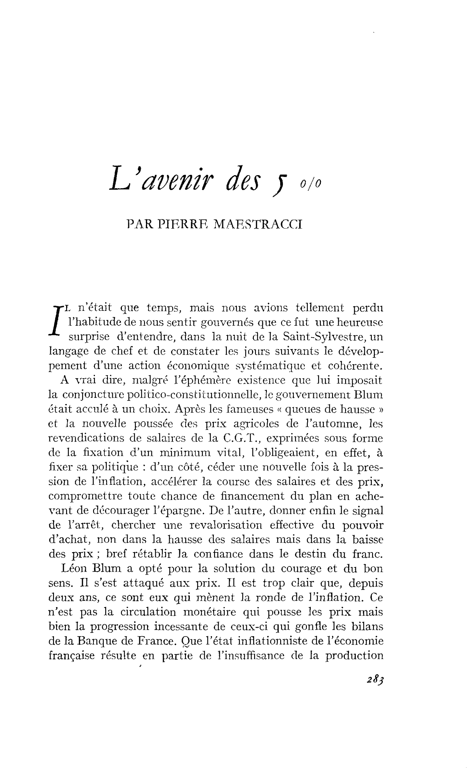 L’avenir des 5 %