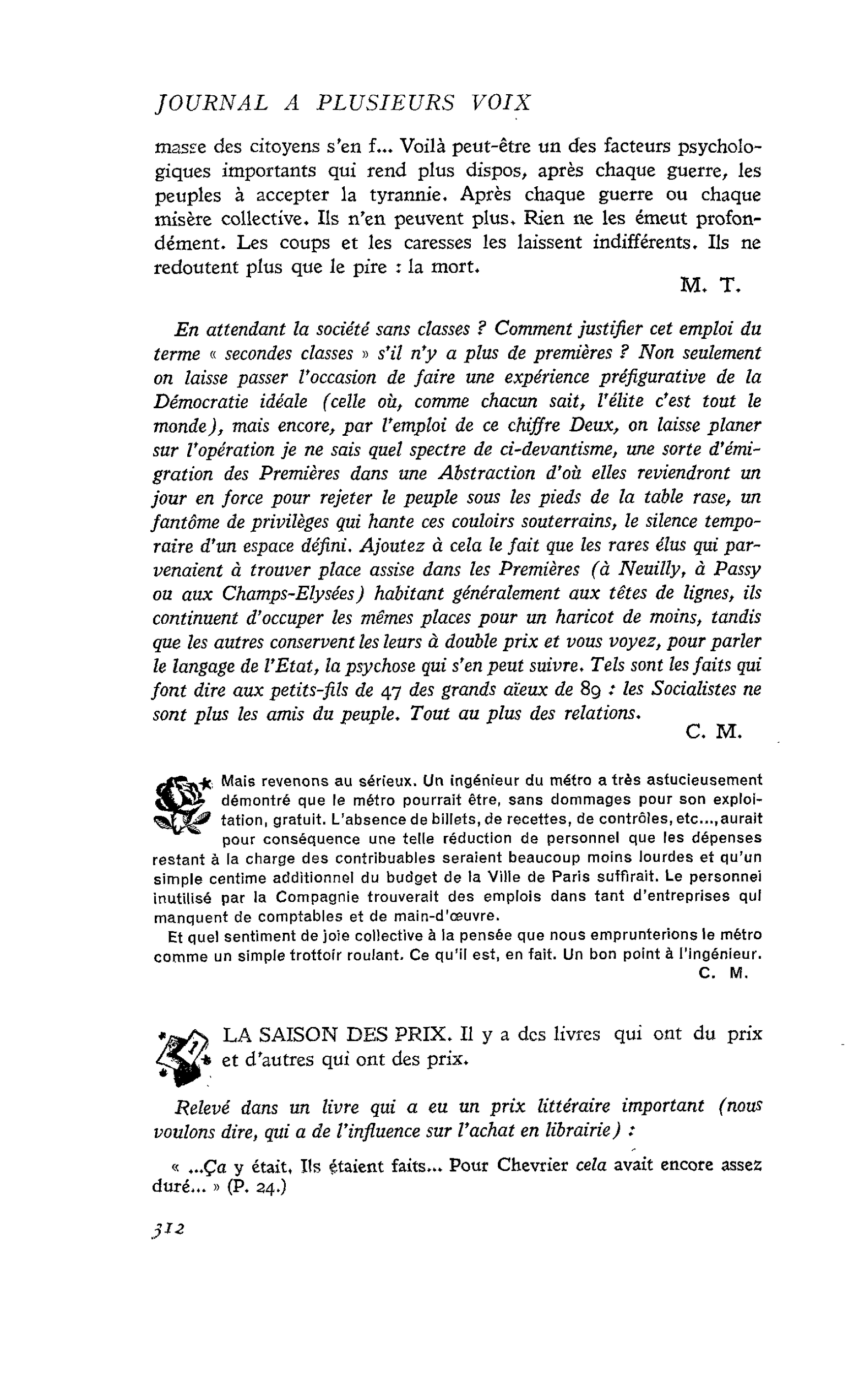 Mais revenons au sérieux