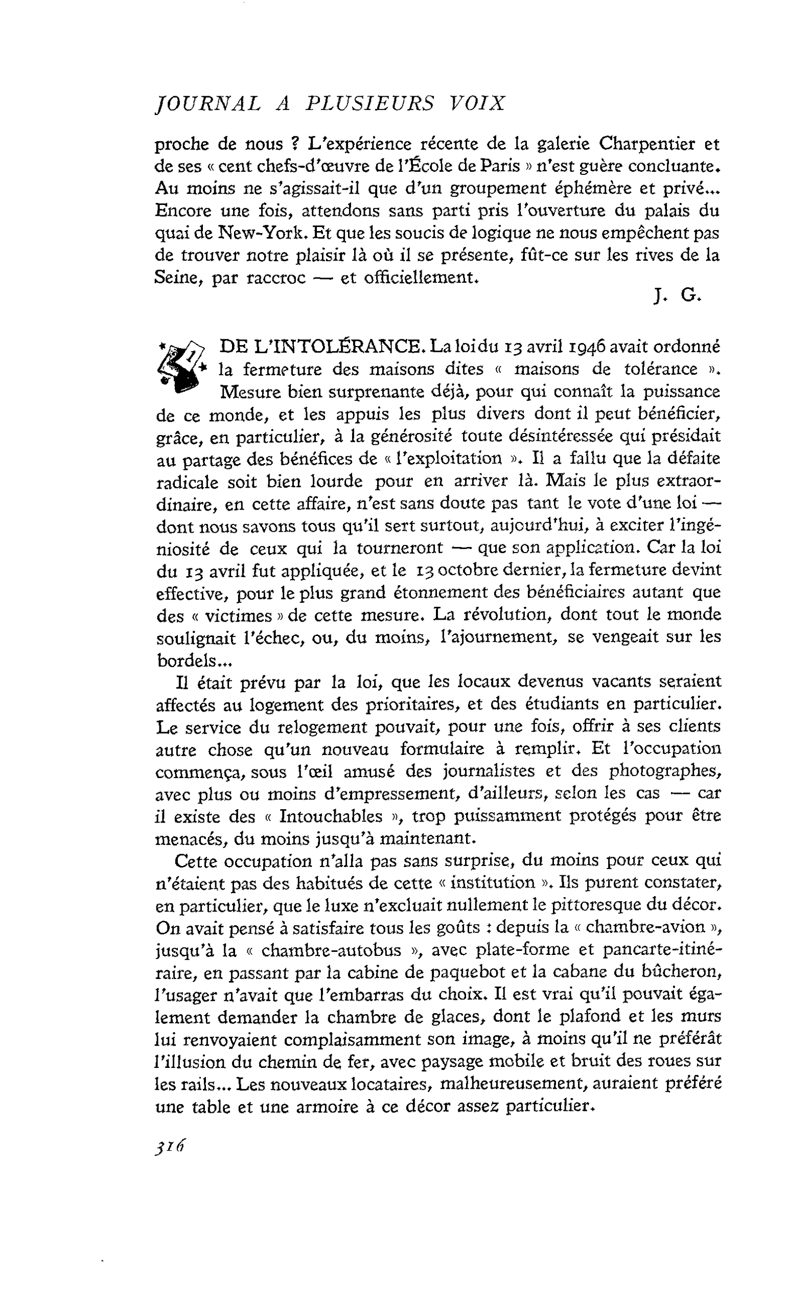 DE L’INTOLÉRANCE