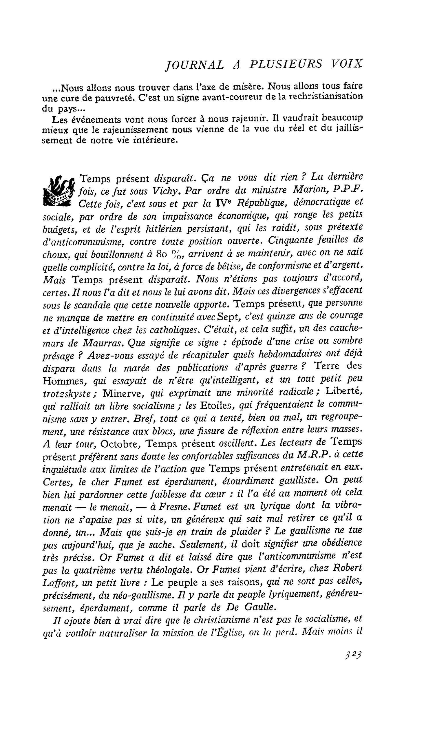 Temps présent disparaît