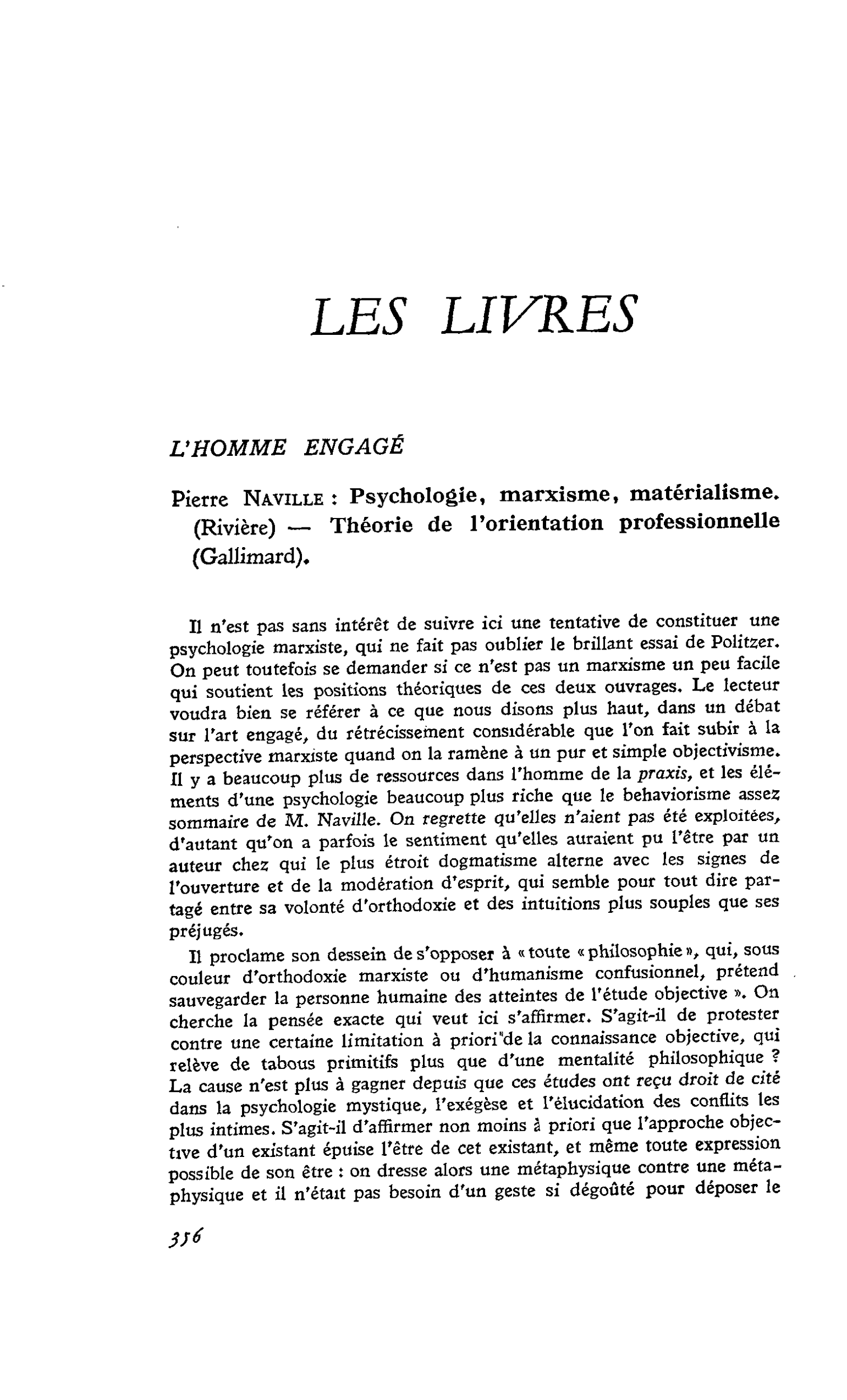 Pierre Naville : Psychologie, marxisme, matérialisme. ? Théorie de l’orientation professionnelle