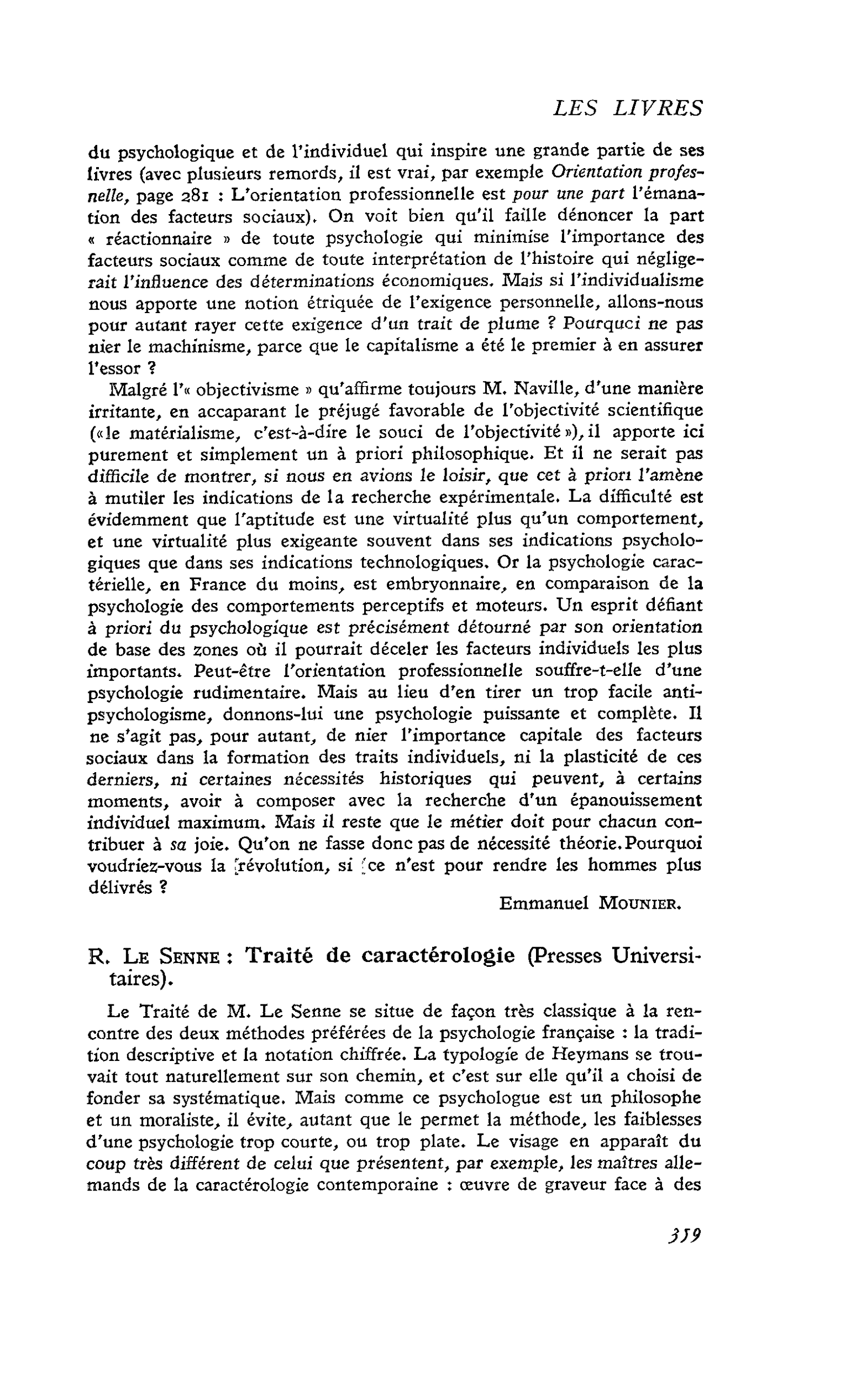 R. Le Senne : Traité de caractérologie