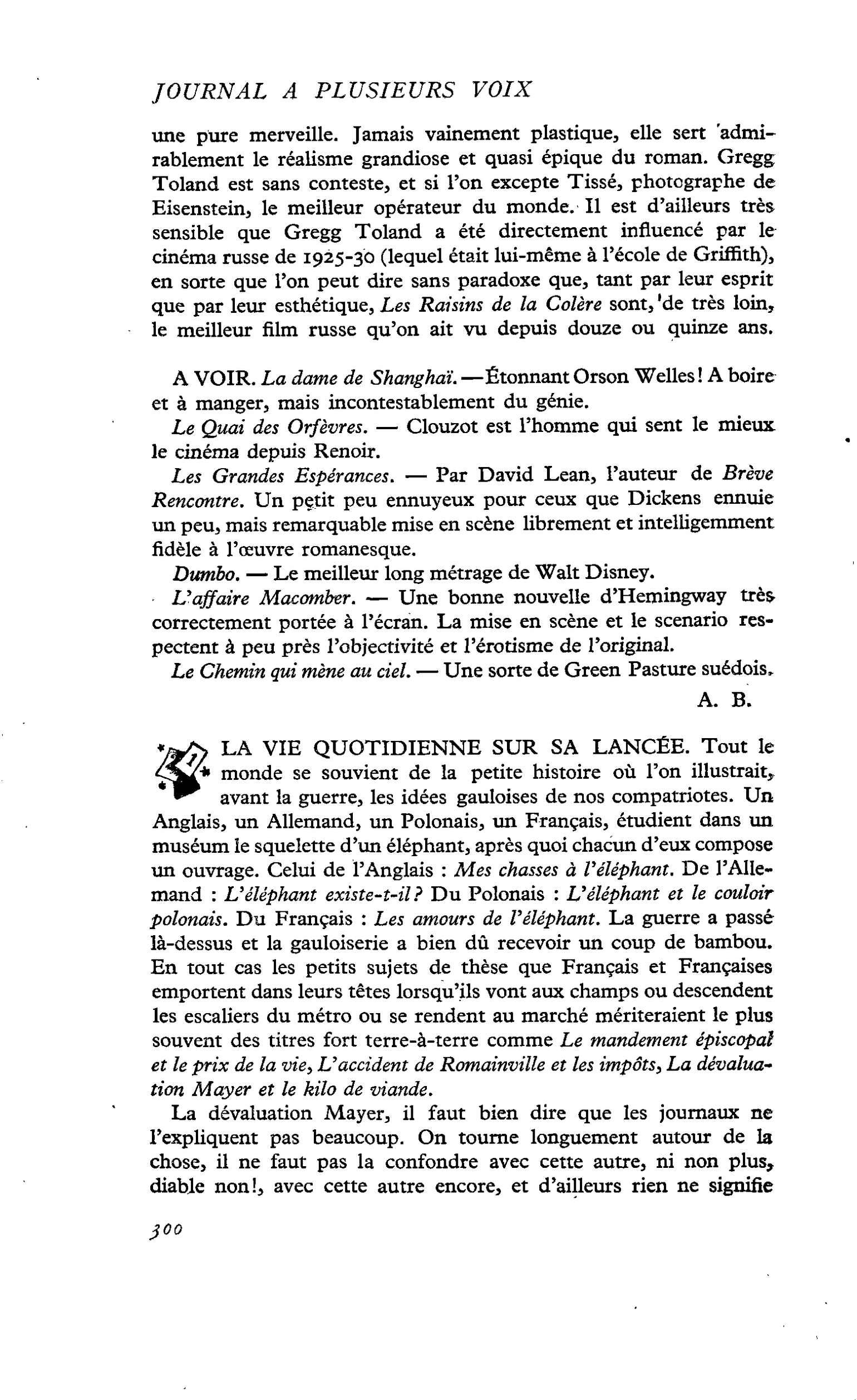 LA VIE QUOTIDIENNE SUR SA LANCÉE