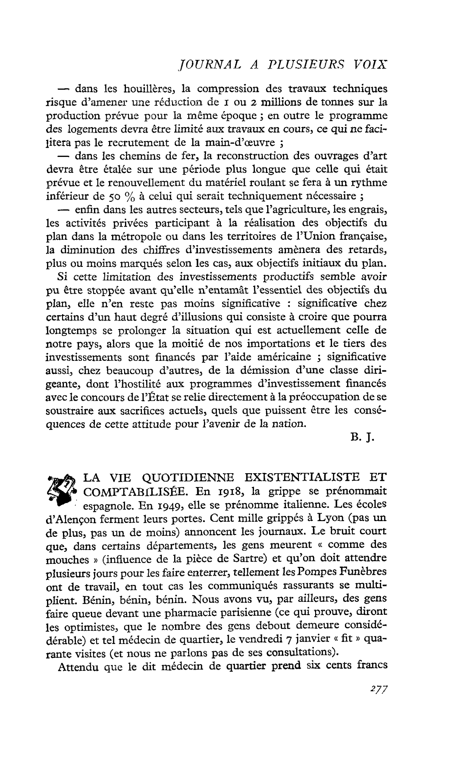 LA VIE QUOTIDIENNE EXISTENTIALISTE ET COMPTABILISÉE