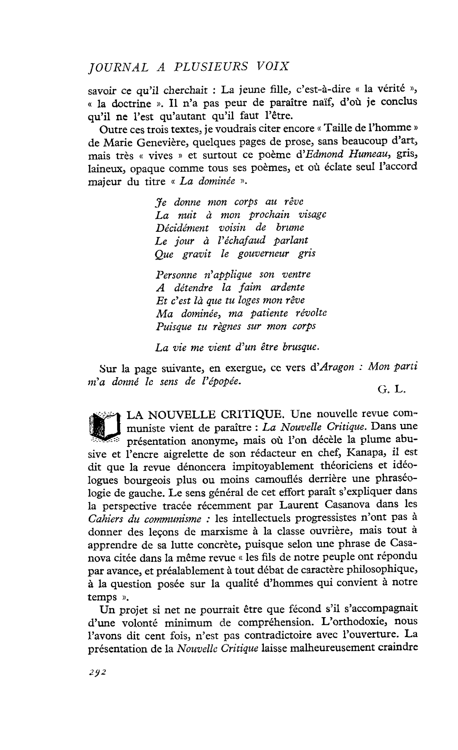 LA NOUVELLE CRITIQUE