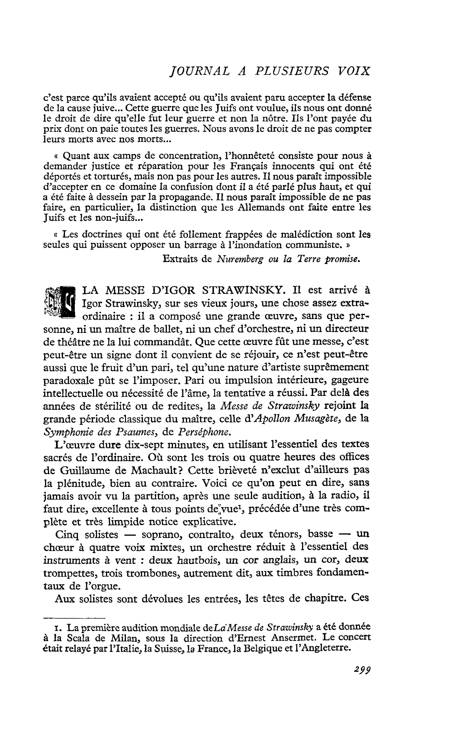 LA MESSE D’IGOR STRAWINSKY