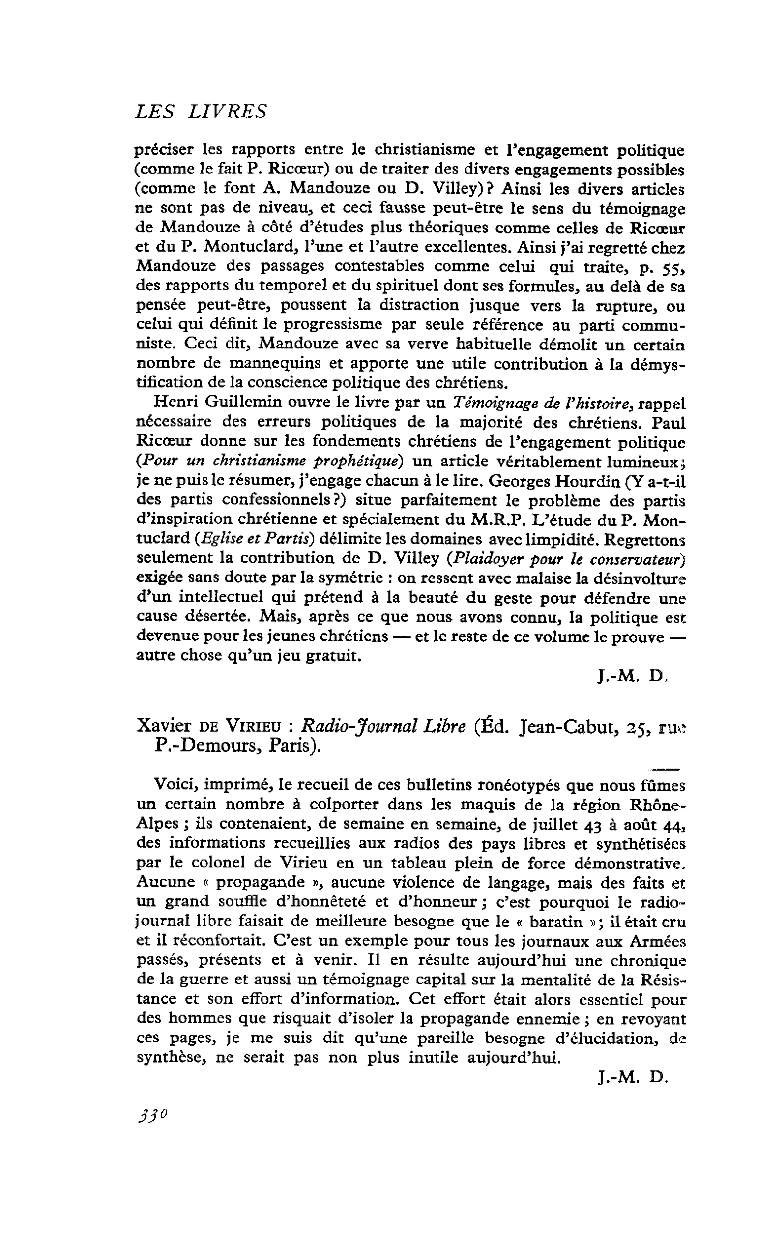 Xavier de Virieu : Radio-Journal Libre