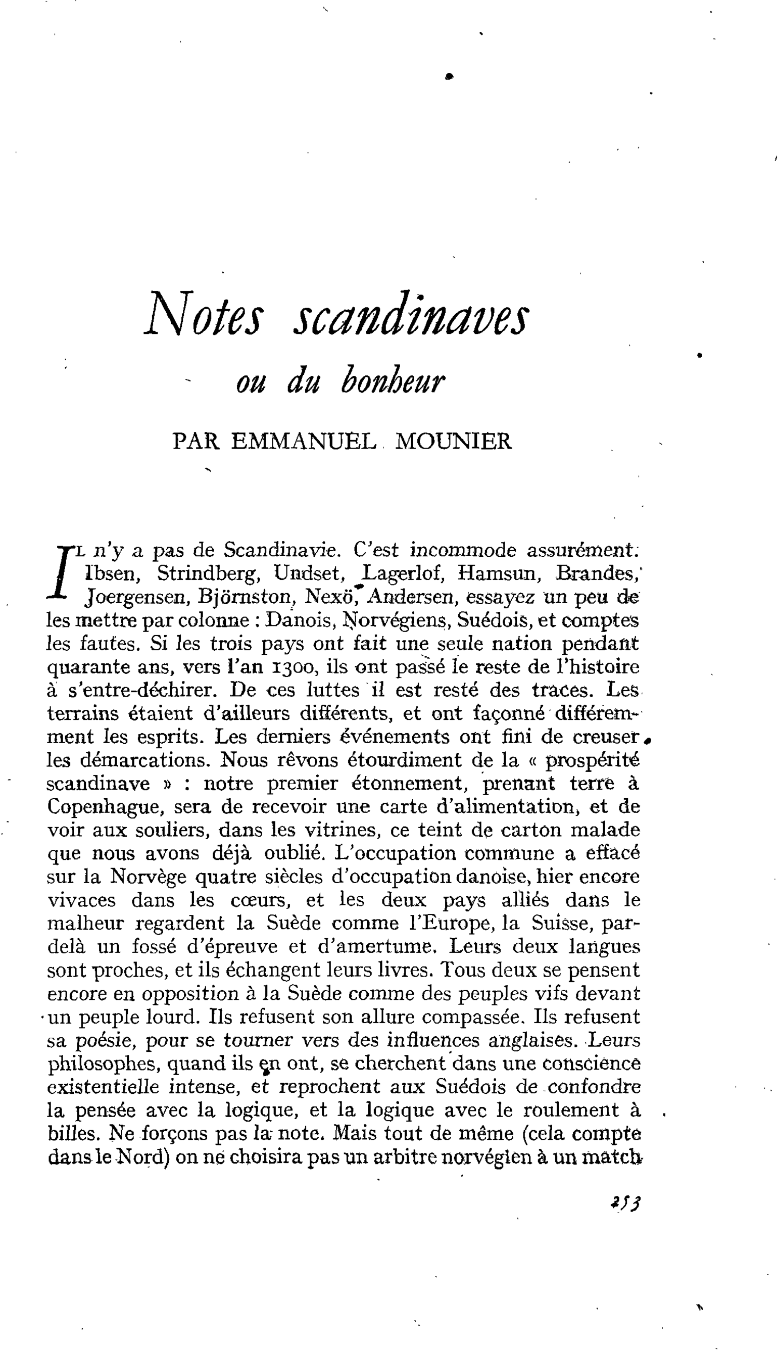 Notes Scandinaves ou du bonheur