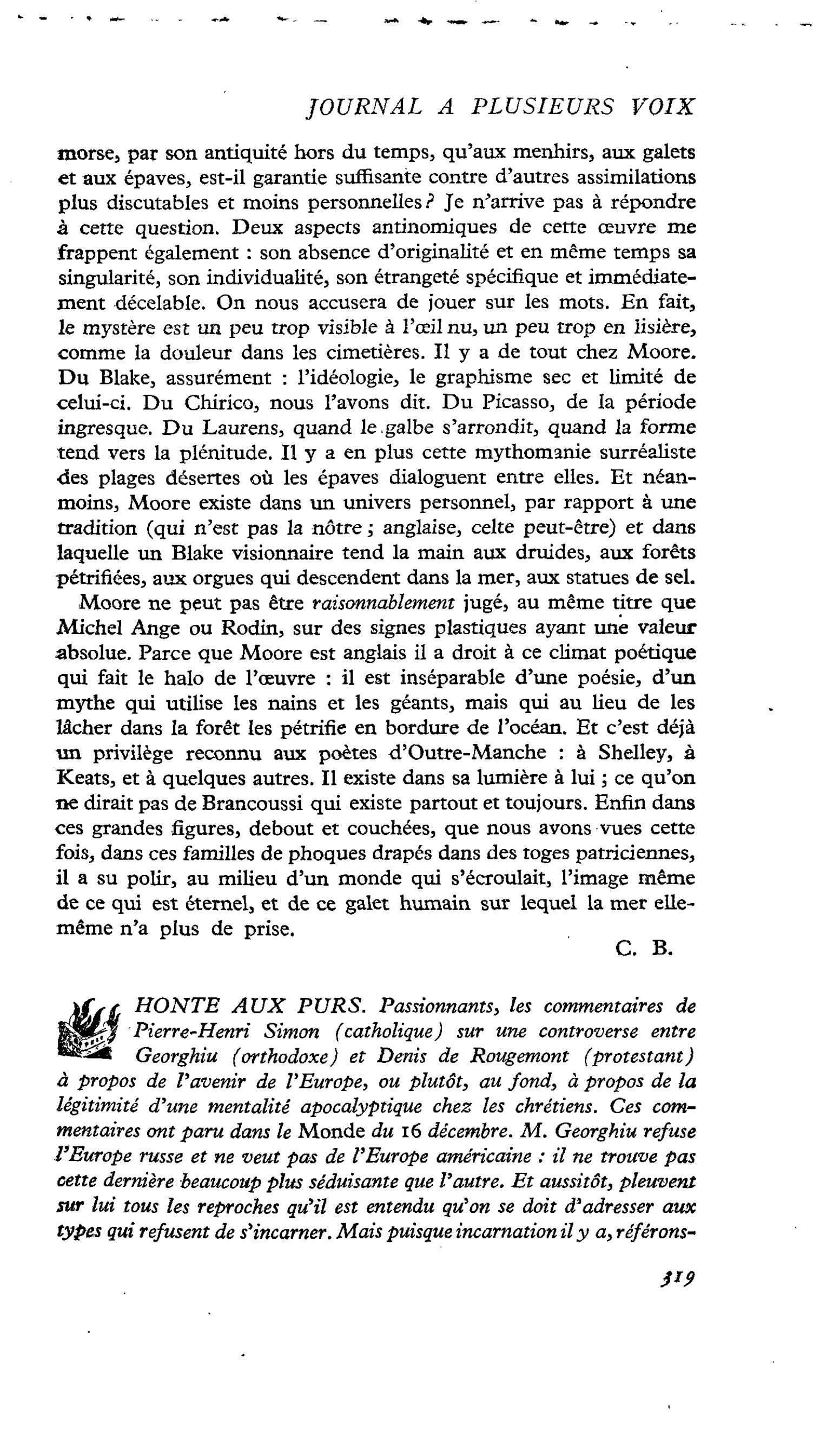 HONTE AUX PURS