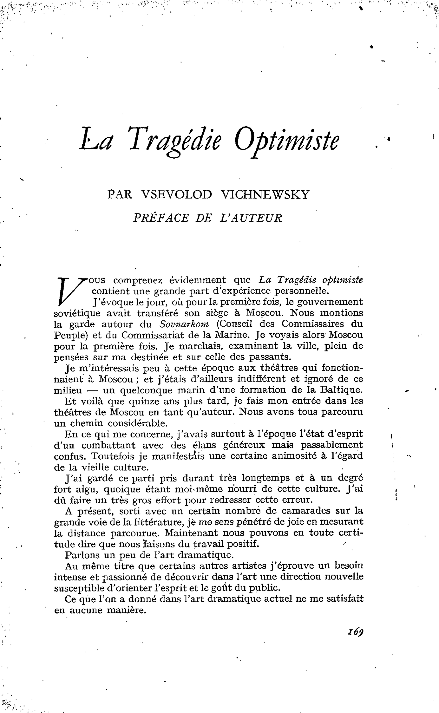 La Tragédie Optimiste