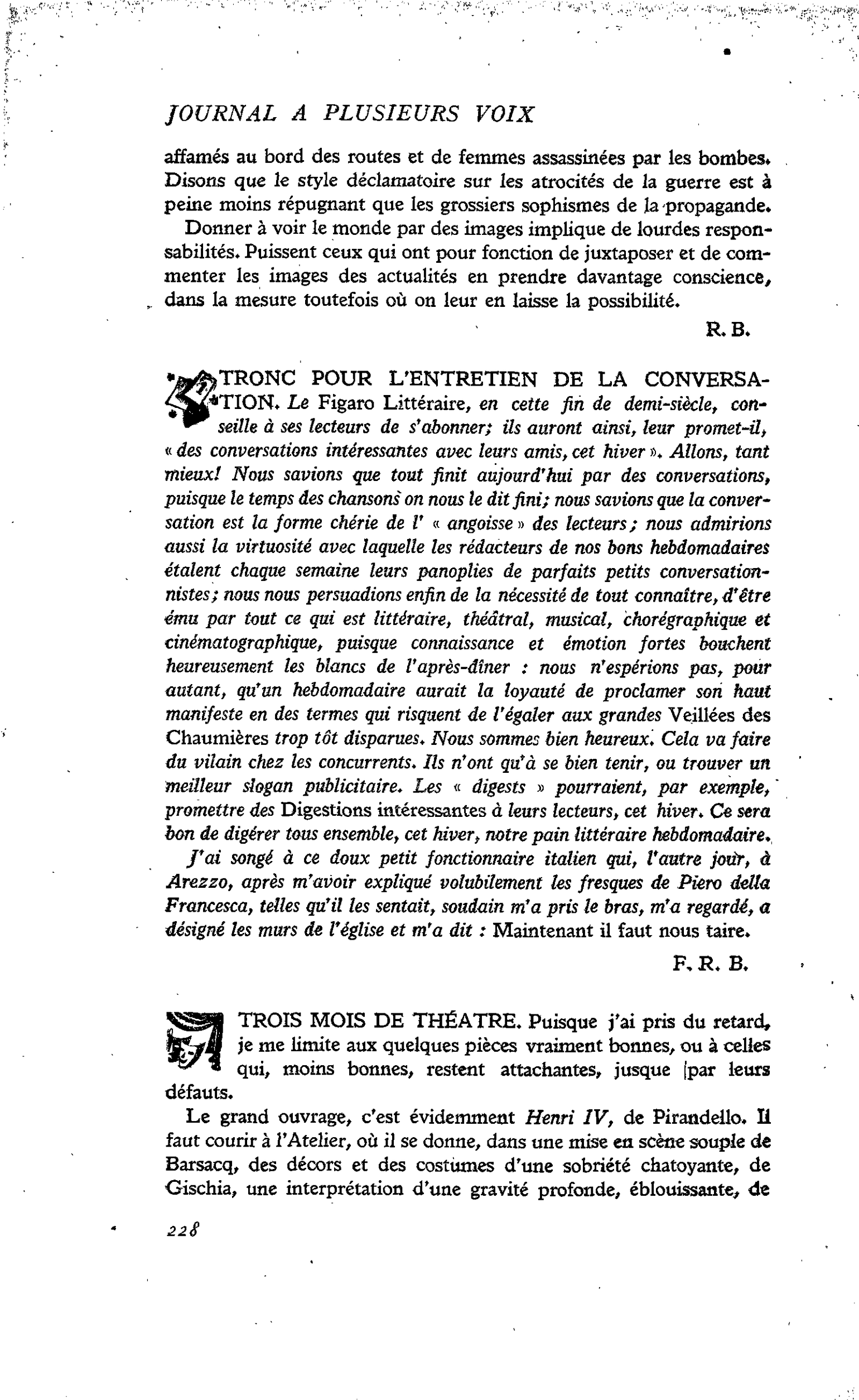 TRONC POUR L’ENTRETIEN DE LA CONVERSATION