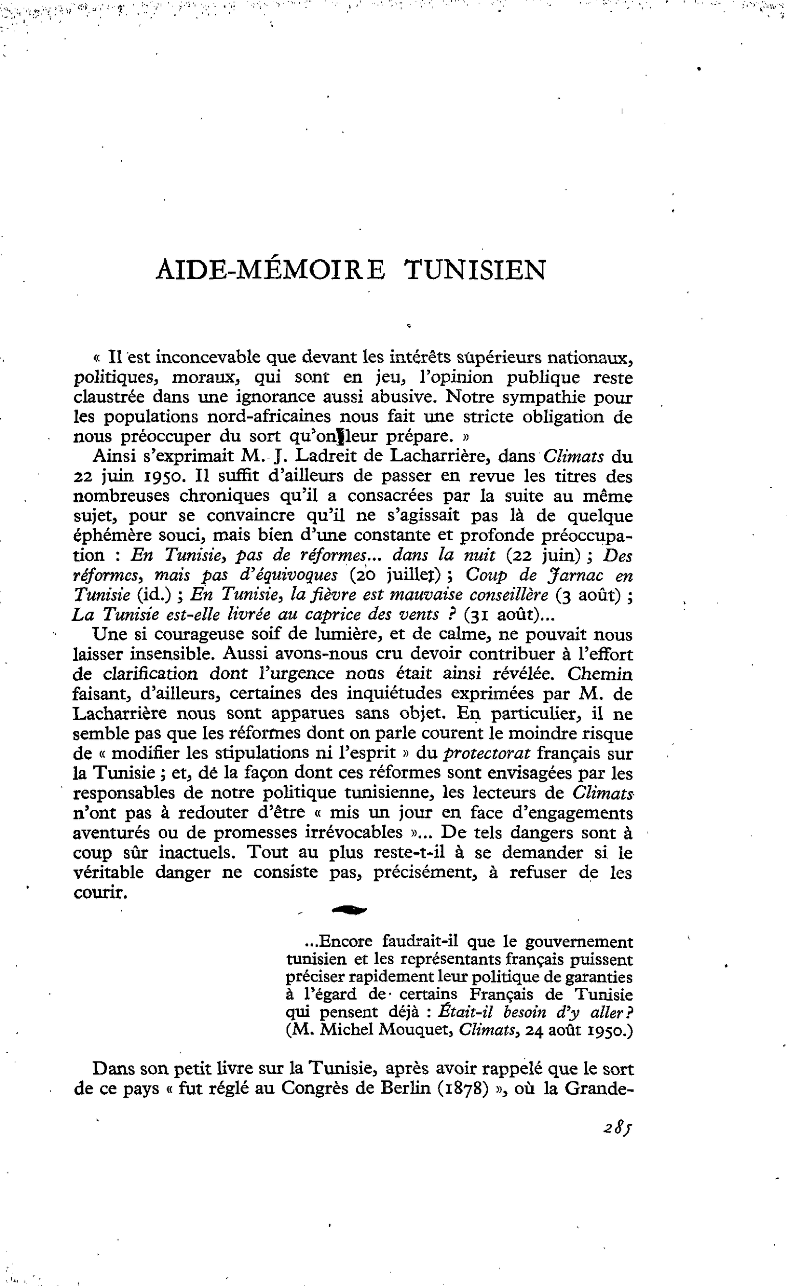 AIDE-MÉMOIRE TUNISIEN