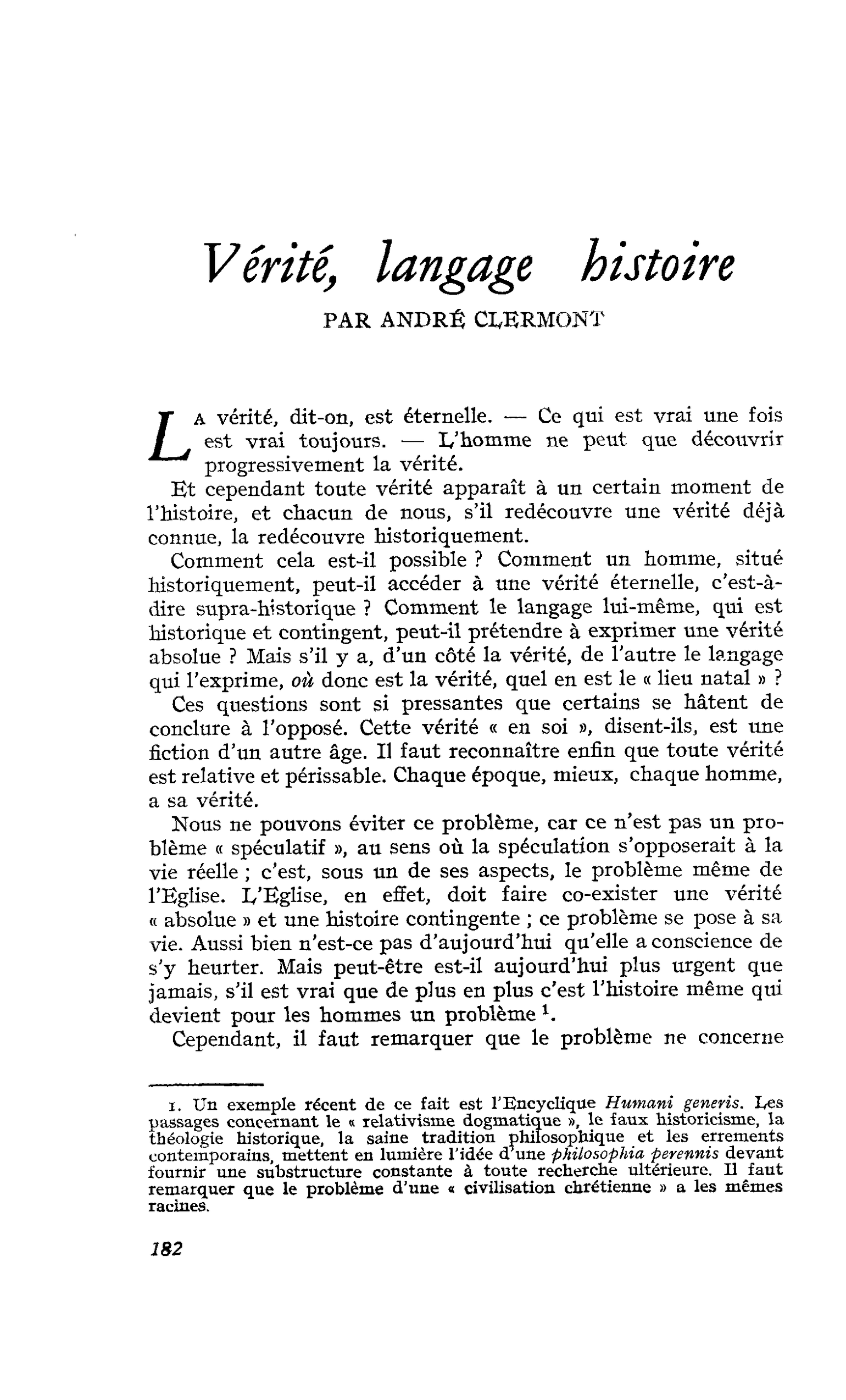 Vérité, langage histoire