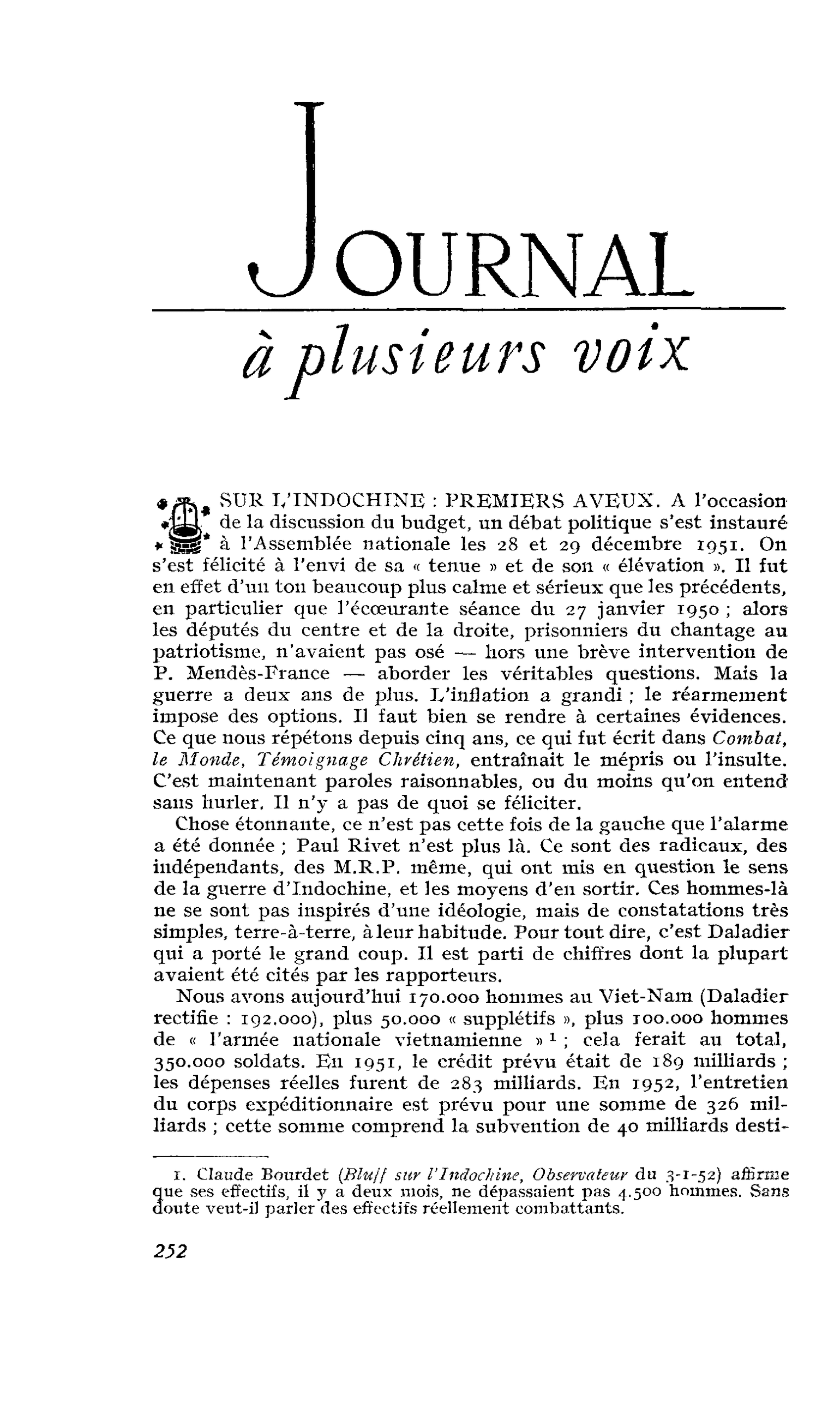 SUR L’INDOCHINE : PREMIERS AVEUX