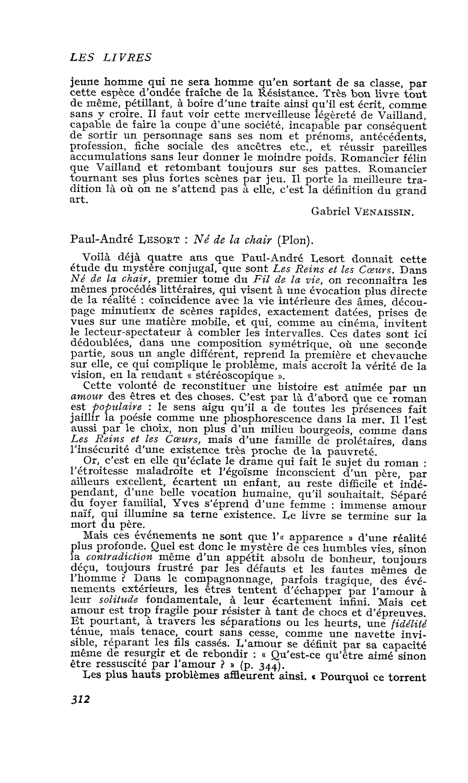 Paul-André LESORT : Né de la chair
