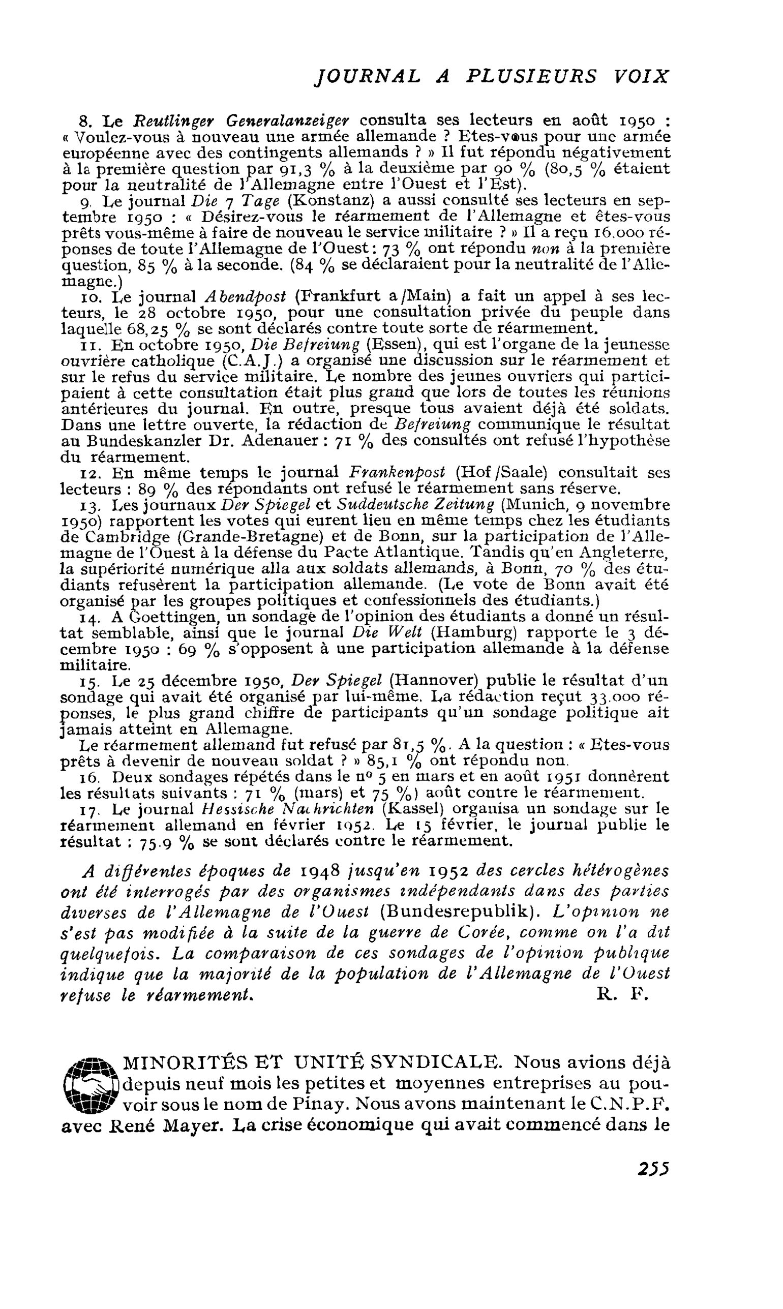 Minorités et unité syndicale
