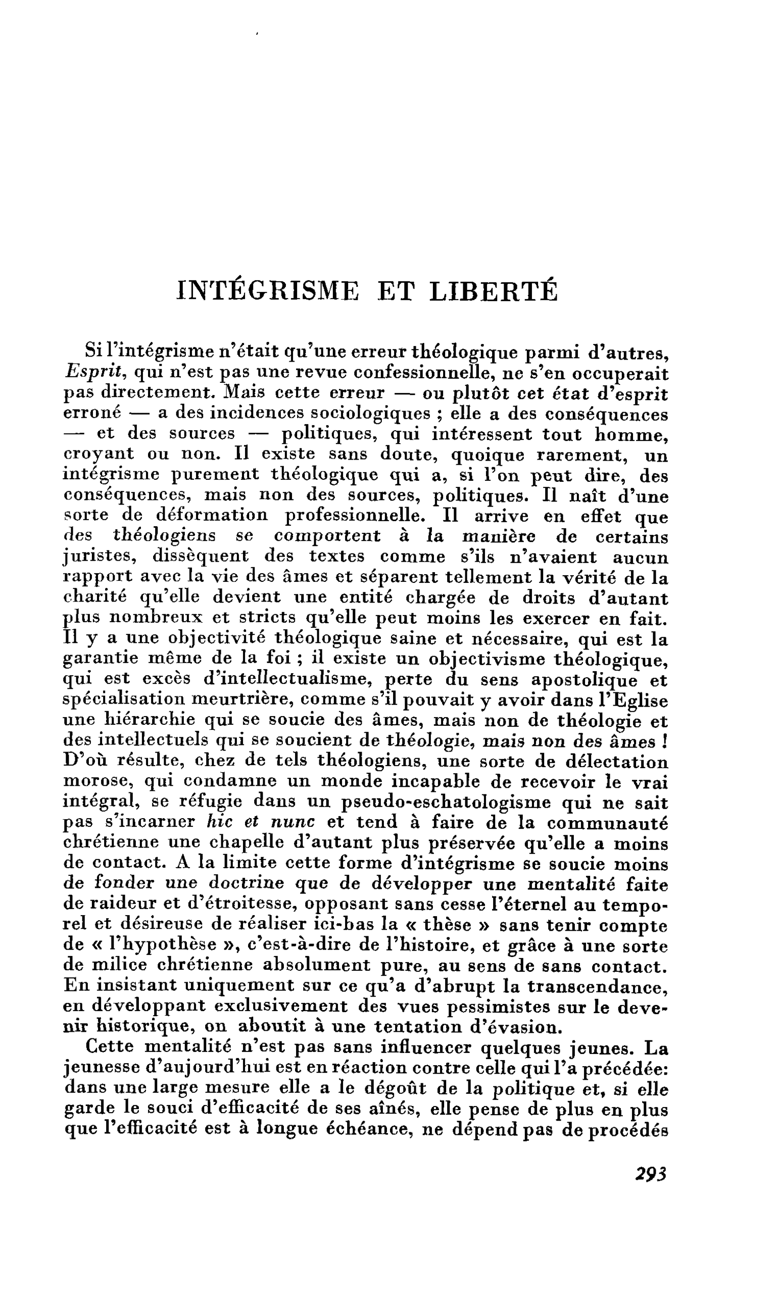 Intégrisme et Liberté