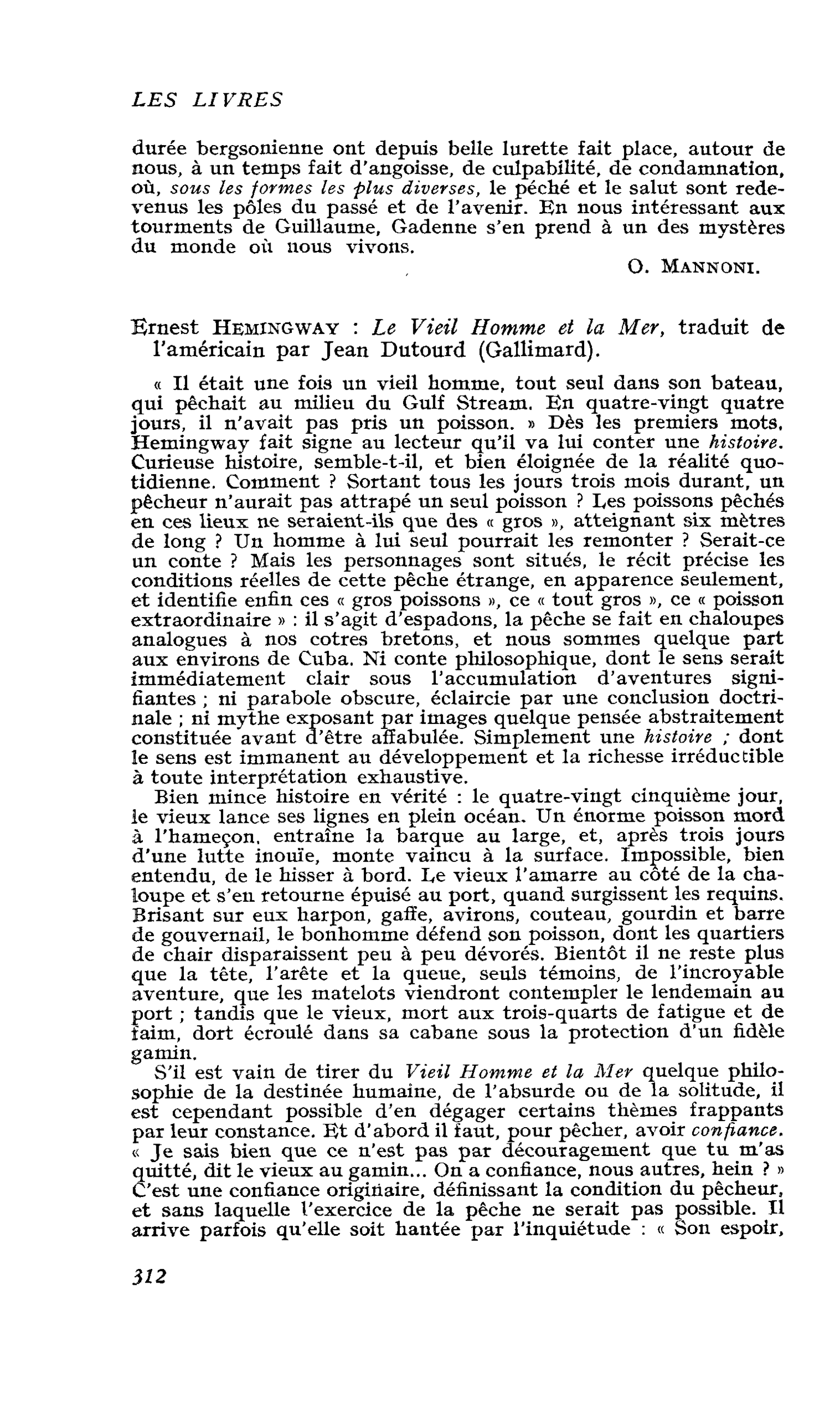 Ernest Hemingway : Le Vieil Homme et la Mer