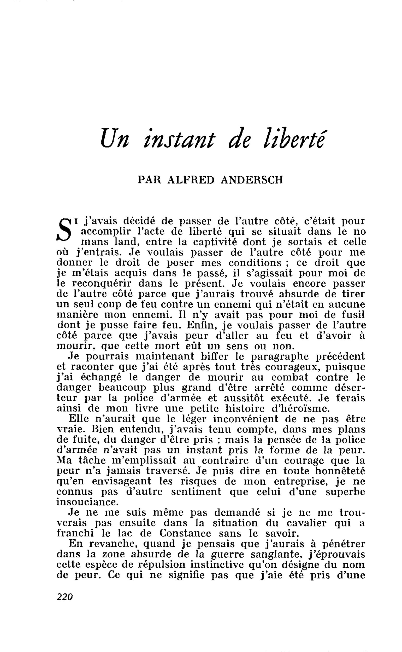 Un instant de liberté