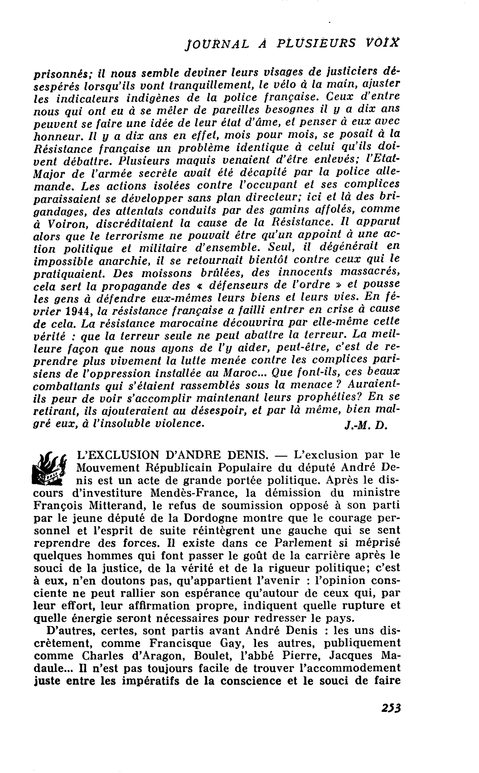 L’EXCLUSION D’ANDRE DENIS