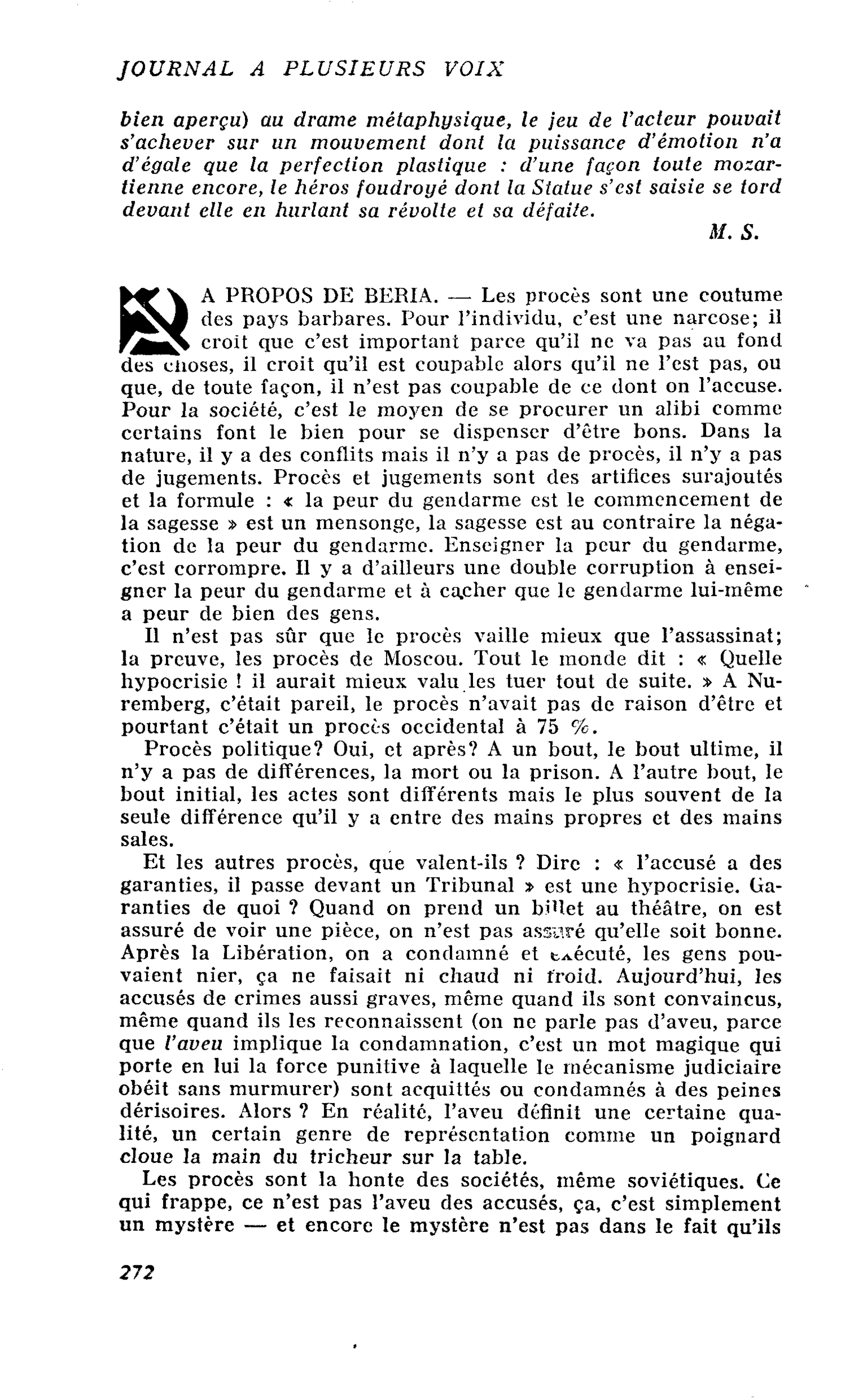 A PROPOS DE BERIA