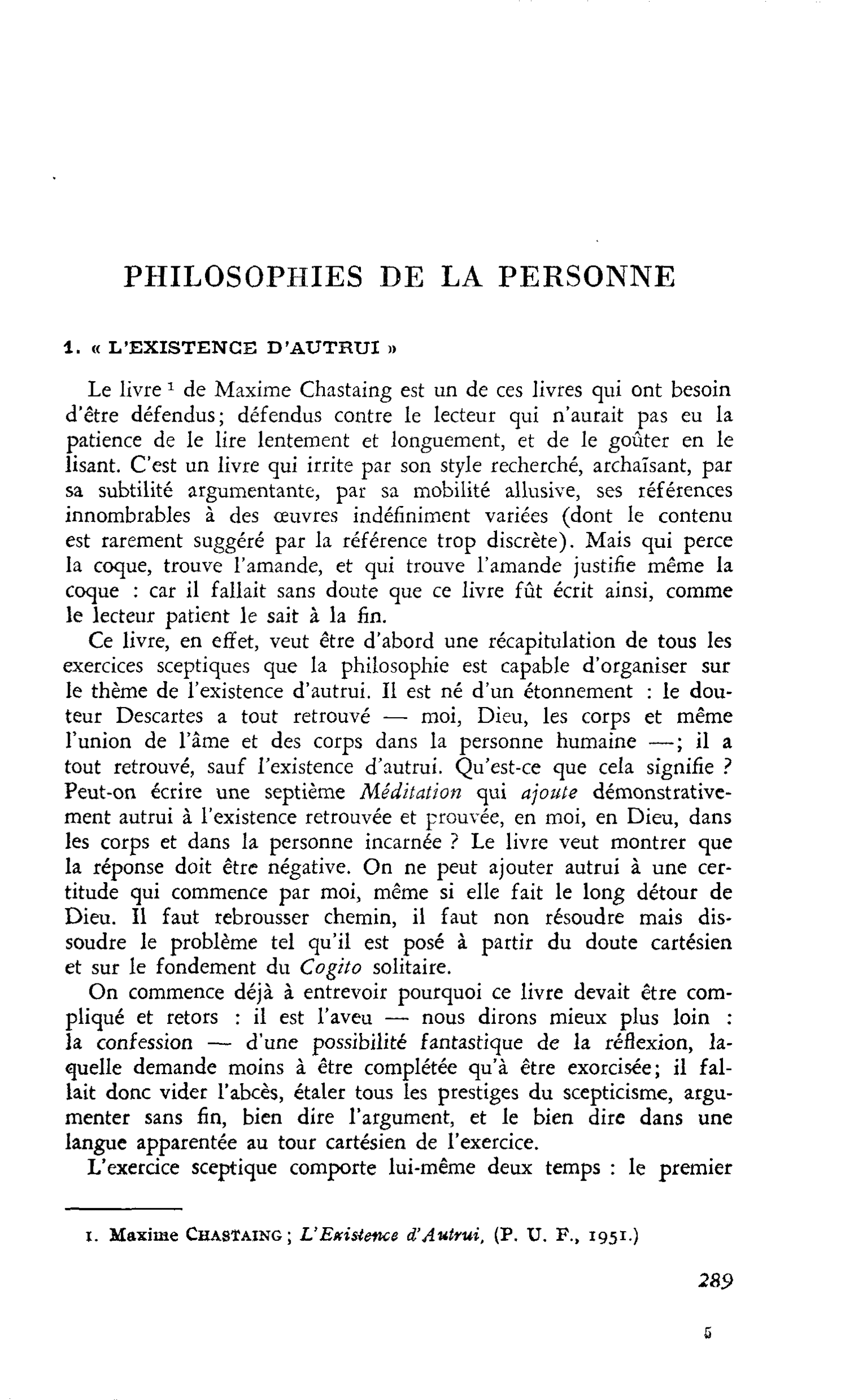Philosophies de la personne
