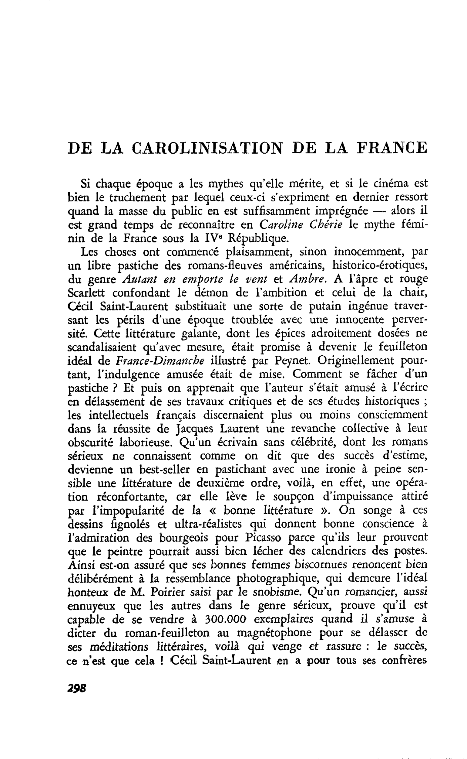 DE LA CAROLINISATION DE LA FRANCE