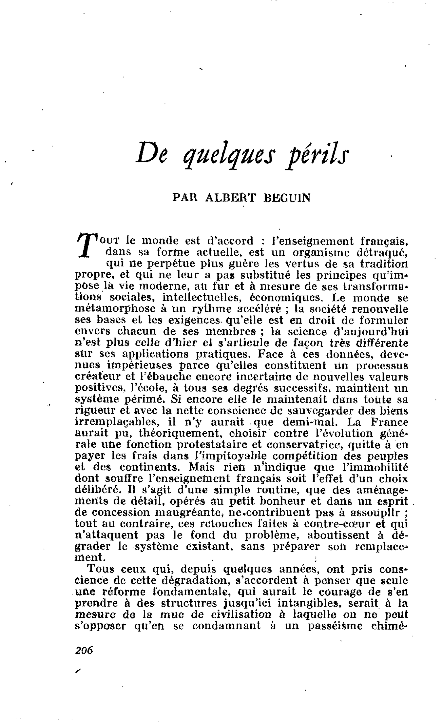 De quelques périls