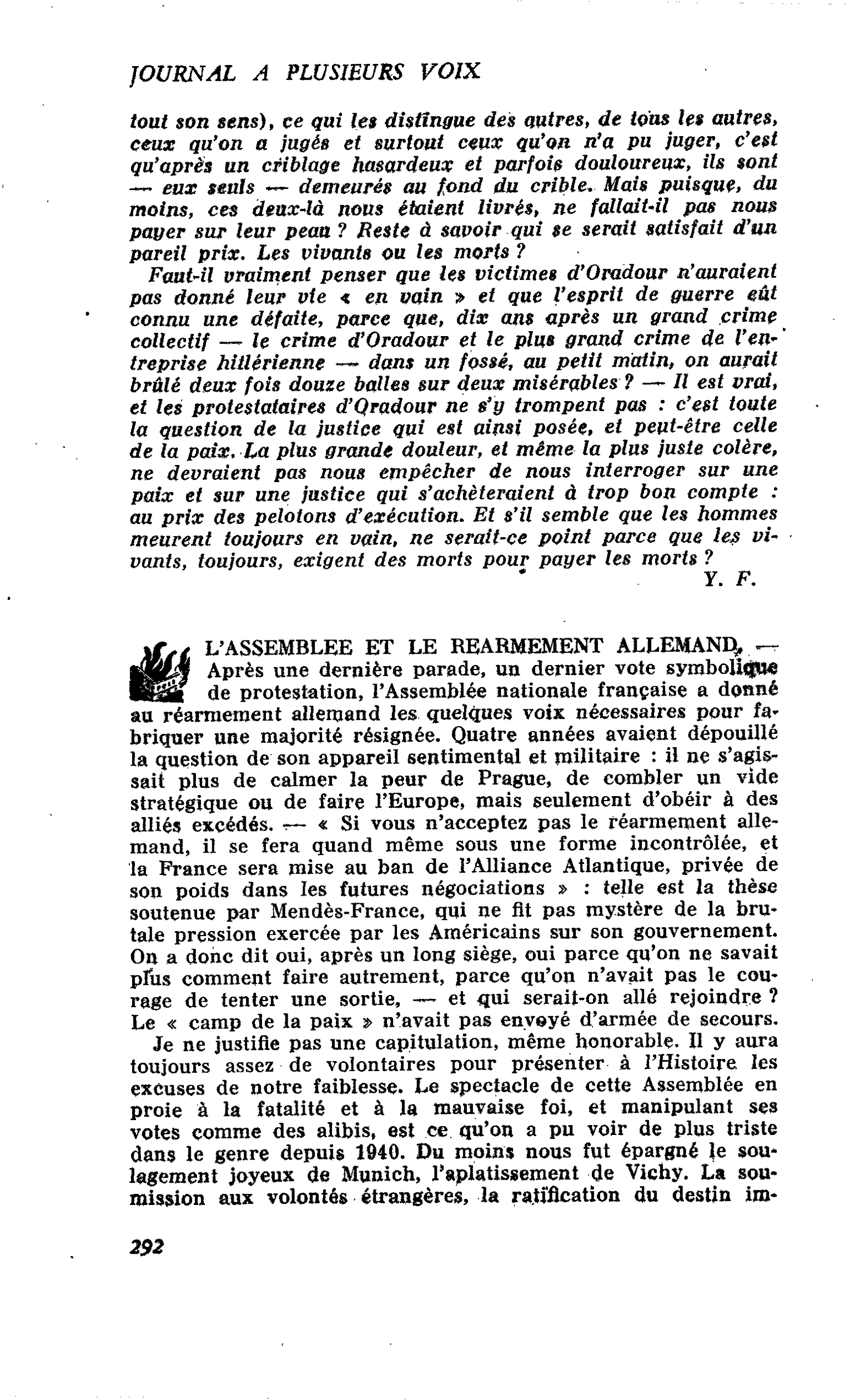 L’ASSEMBLEE ET LE REARMEMENT ALLEMAND