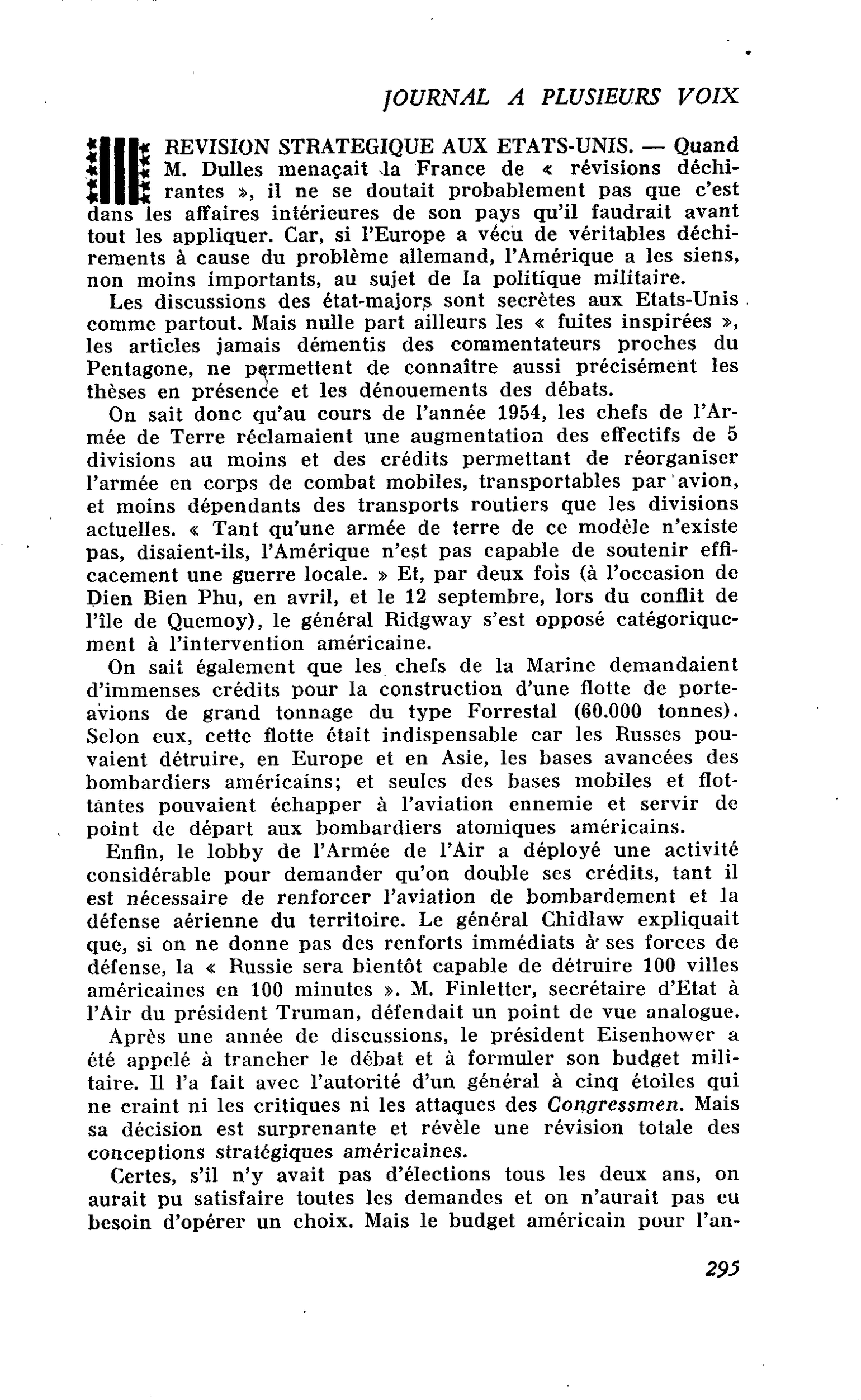 REVISION STRATEGIQUE AUX ETATS-UNIS