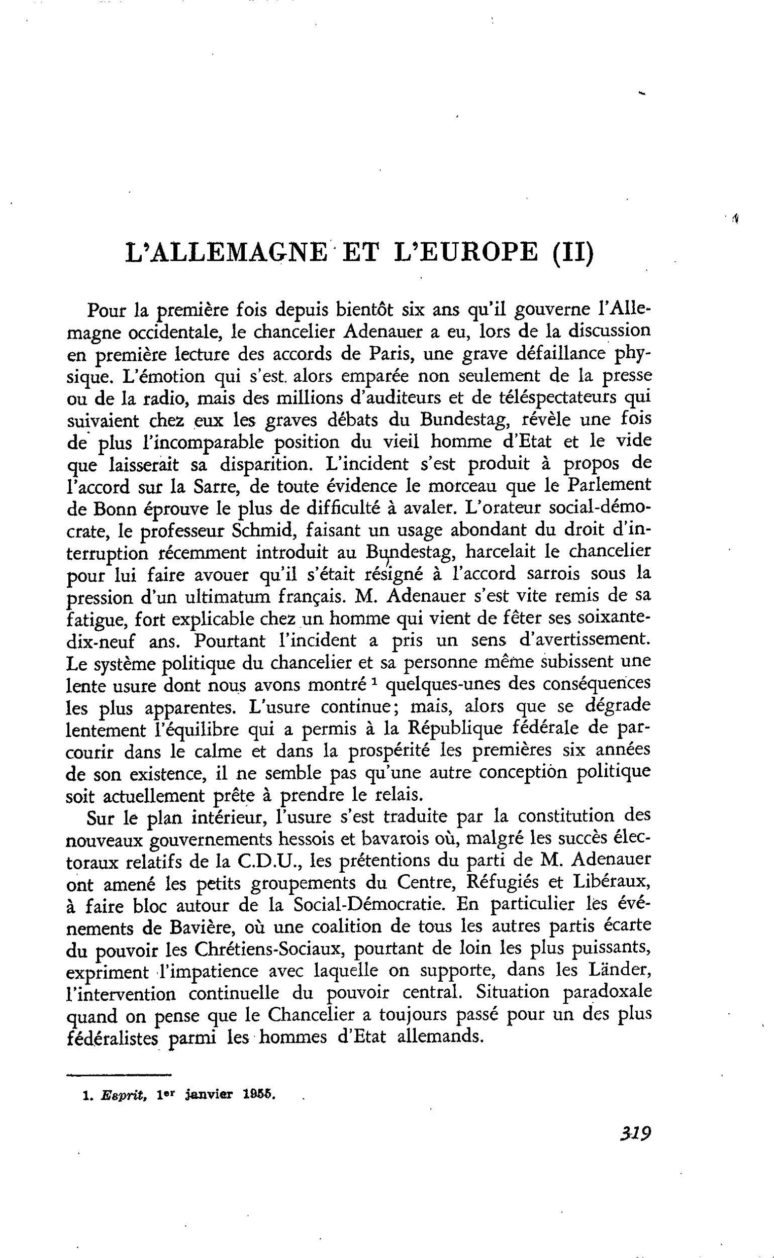 L’Allemagne et l’Europe (II)