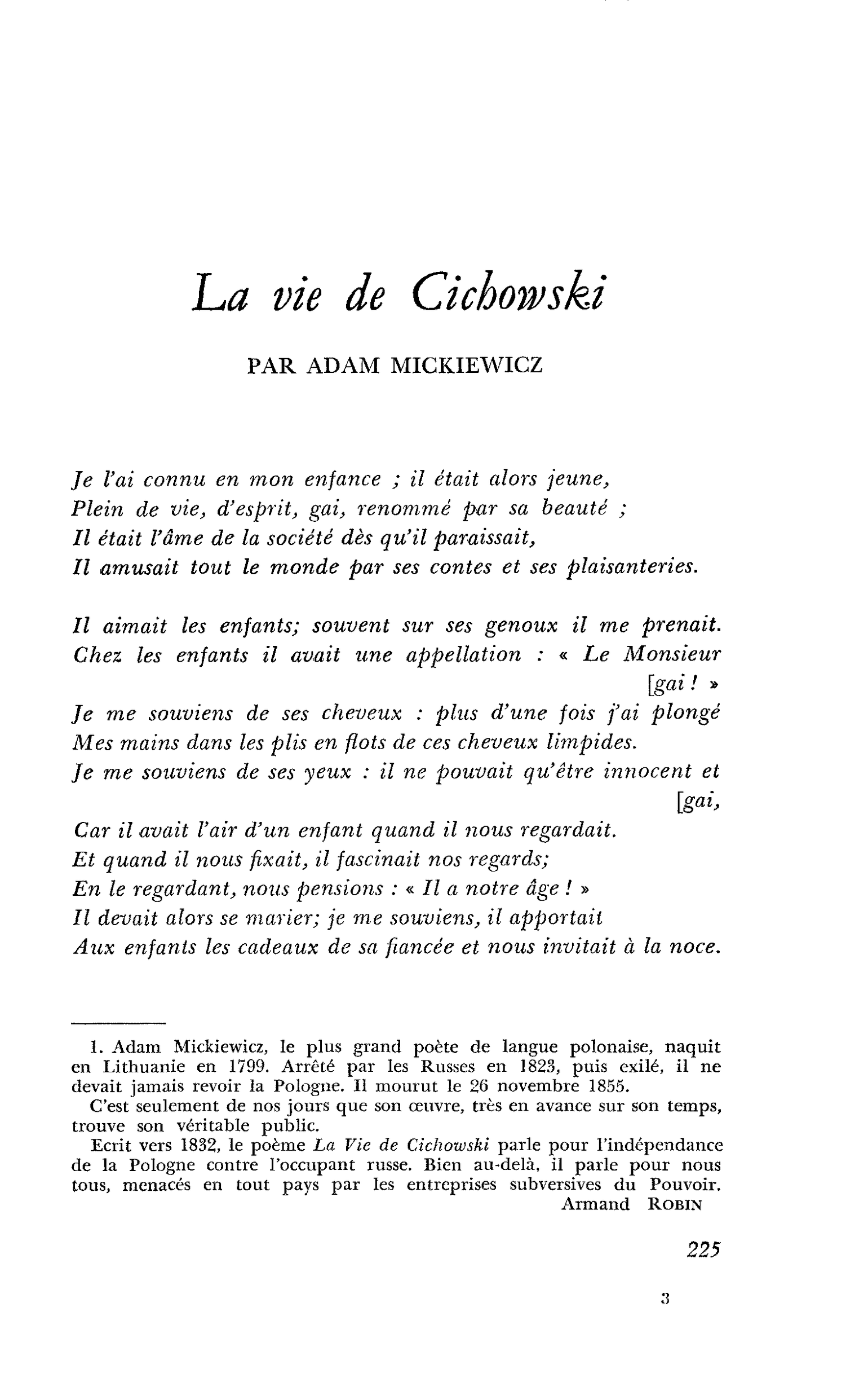 La vie de Cichowski