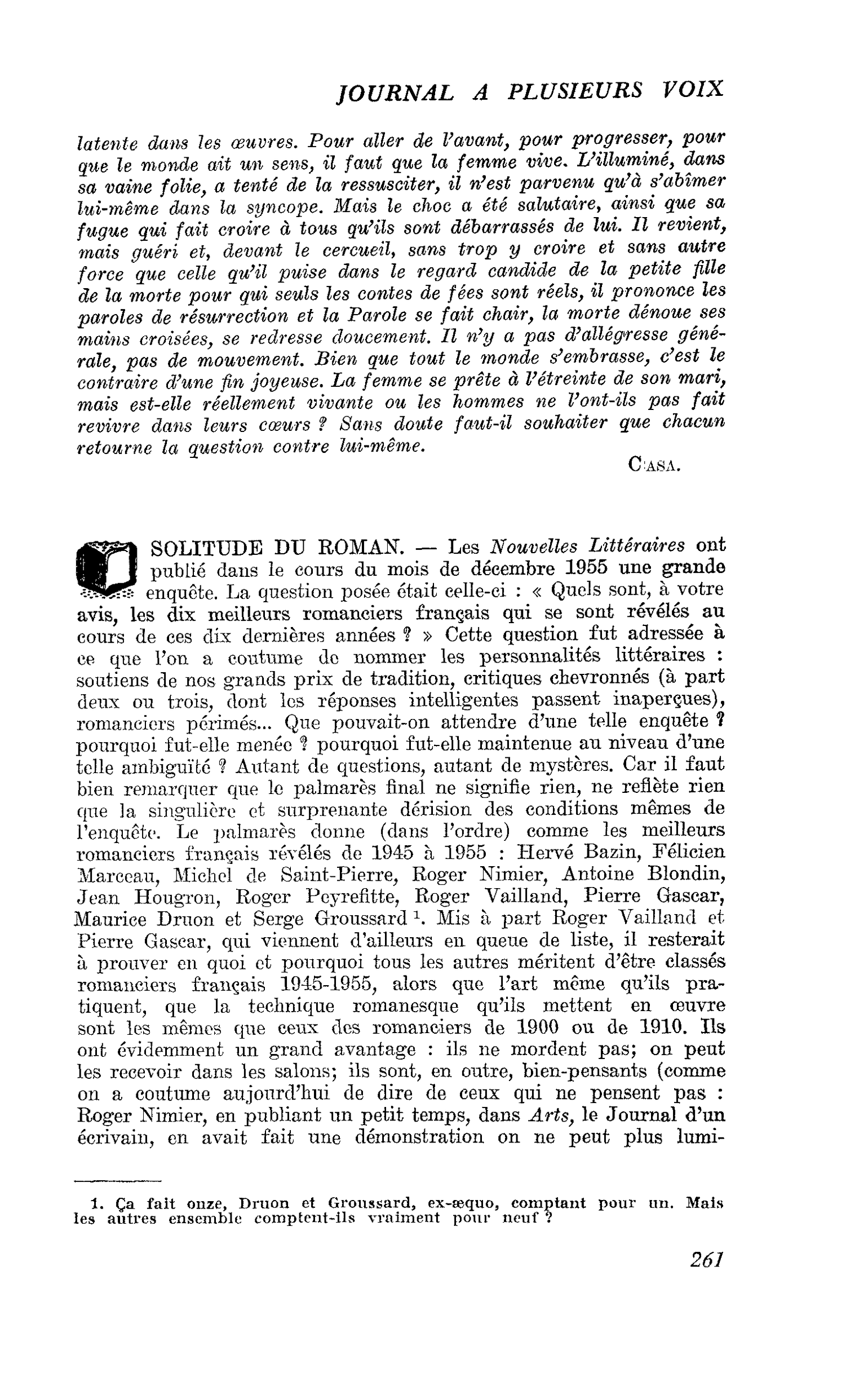 SOLITUDE DU ROMAN
