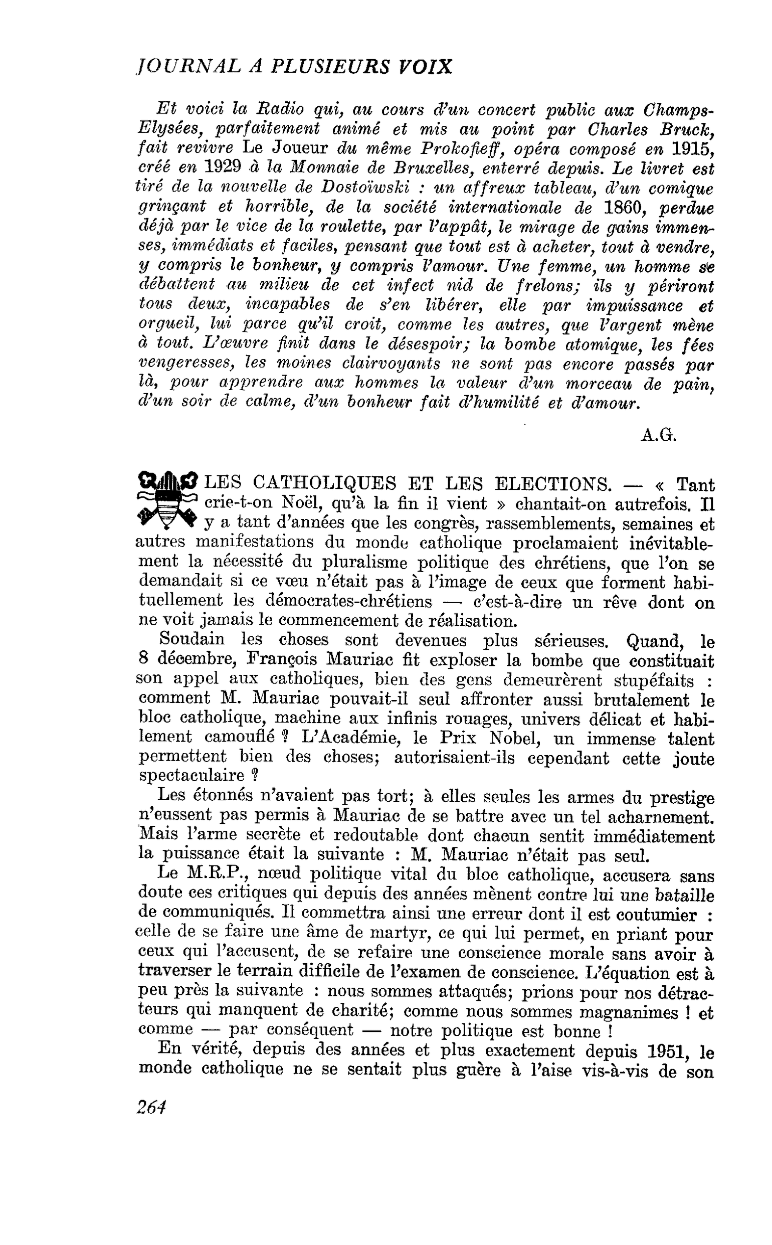 LES CATHOLIQUES ET LES ELECTIONS