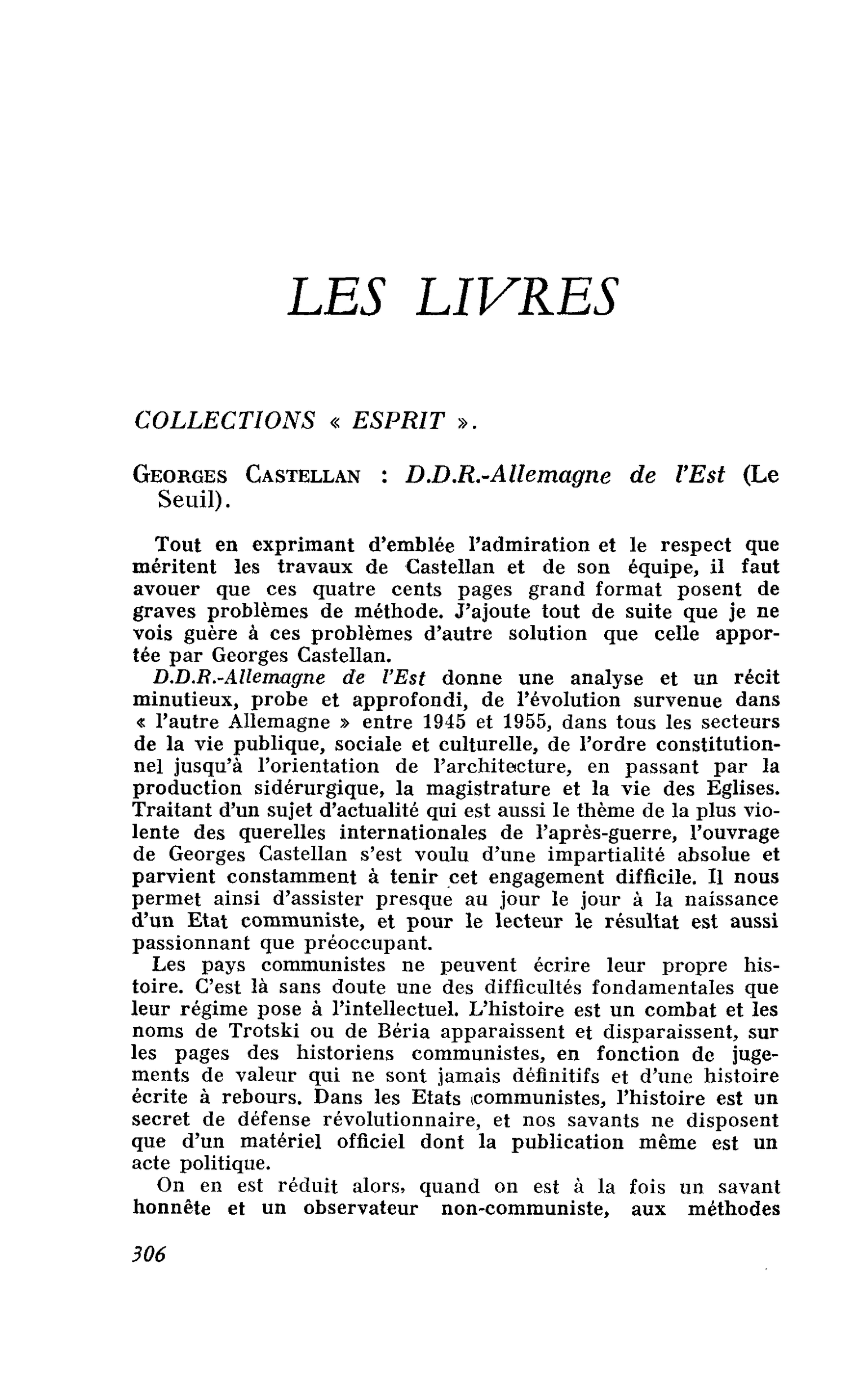 Georges Castellan : D.D.R.-Allemagne de l’Est