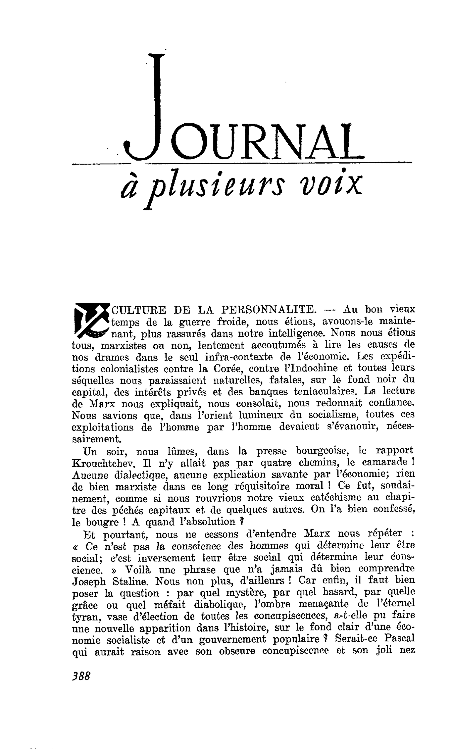 CULTURE DE LA PERSONNALITE