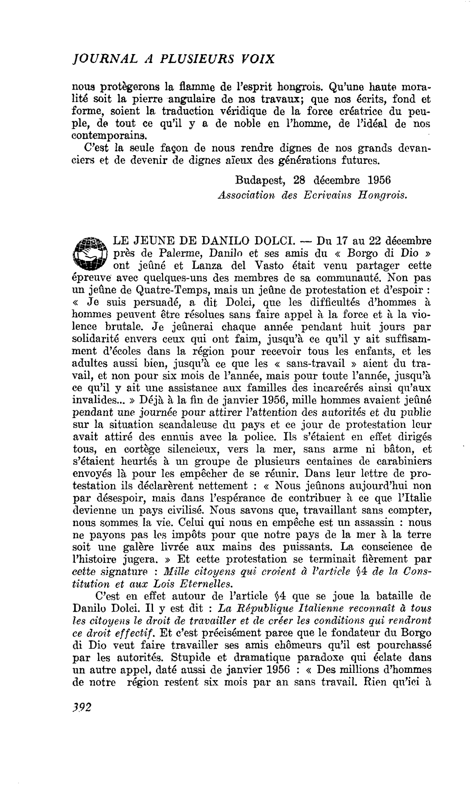 LE JEUNE DE DANILO DOLCI