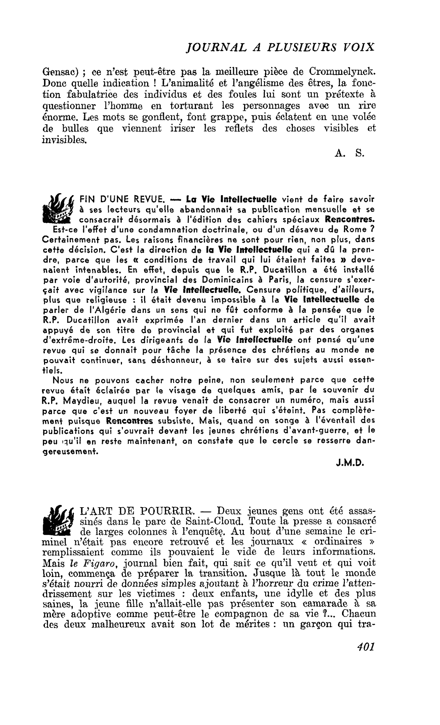 FIN D’UNE REVUE