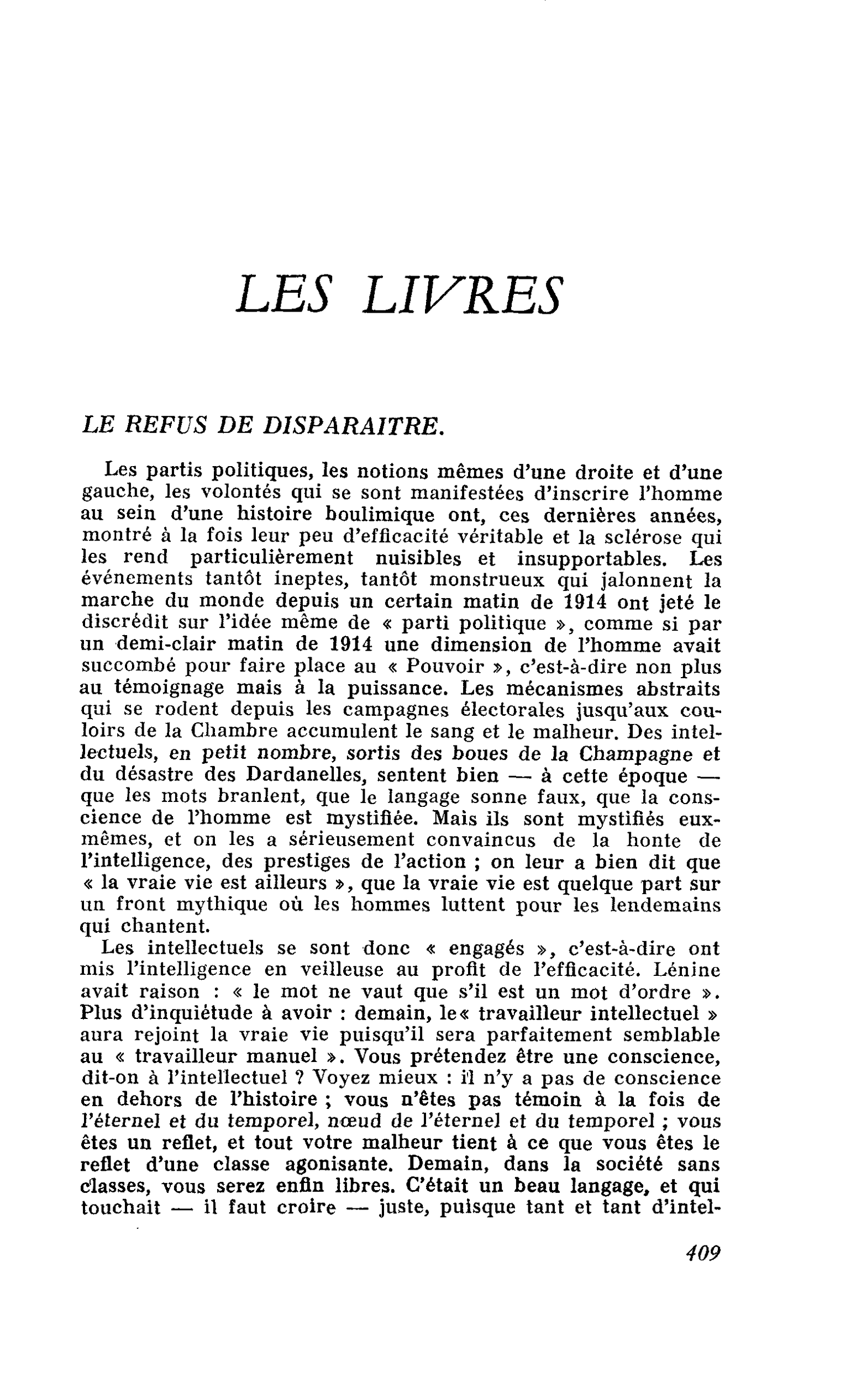 LE REFUS DE DISPARAITRE