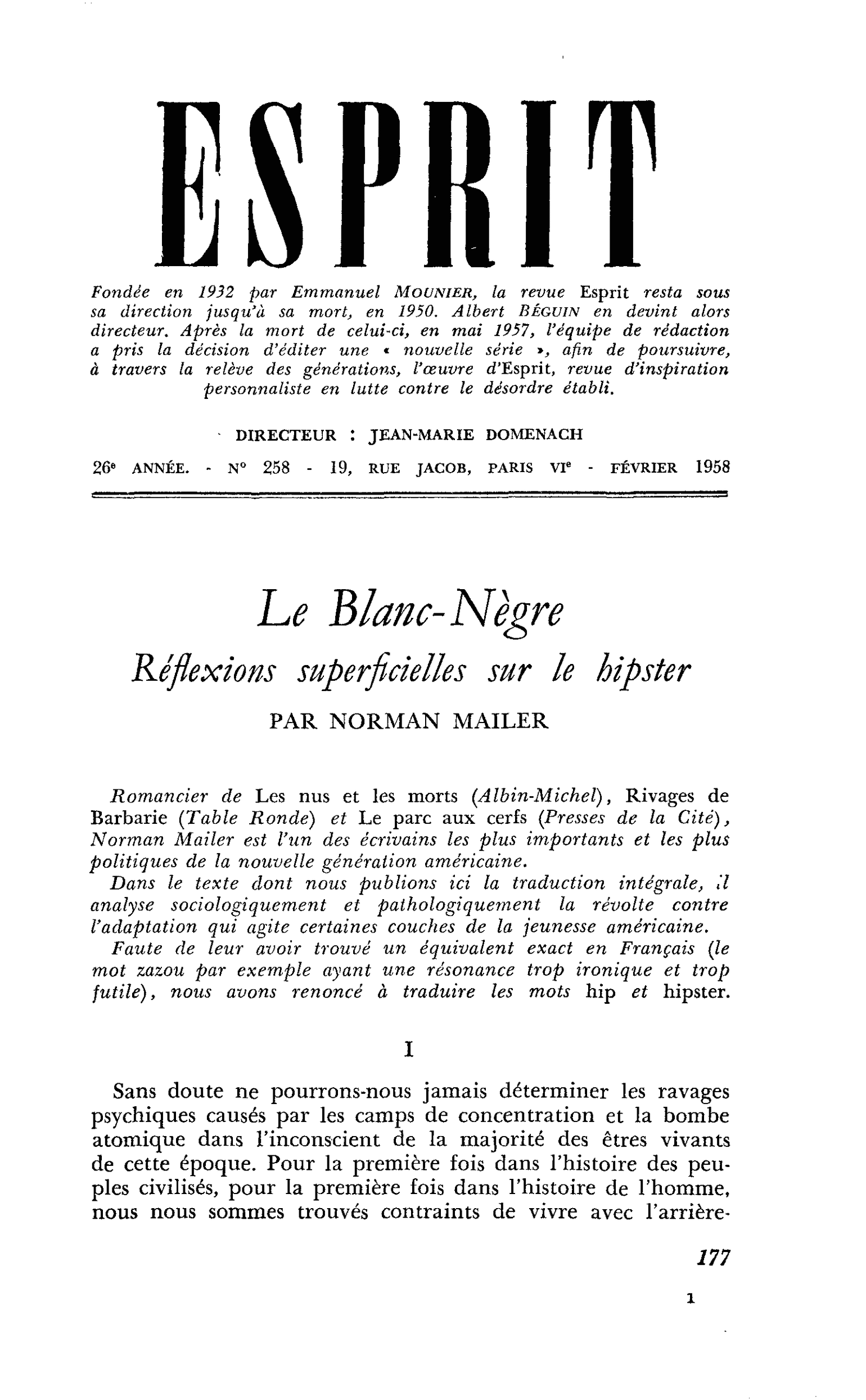 Le Blanc-Nègre : Réflexions superficielles sur le hipster