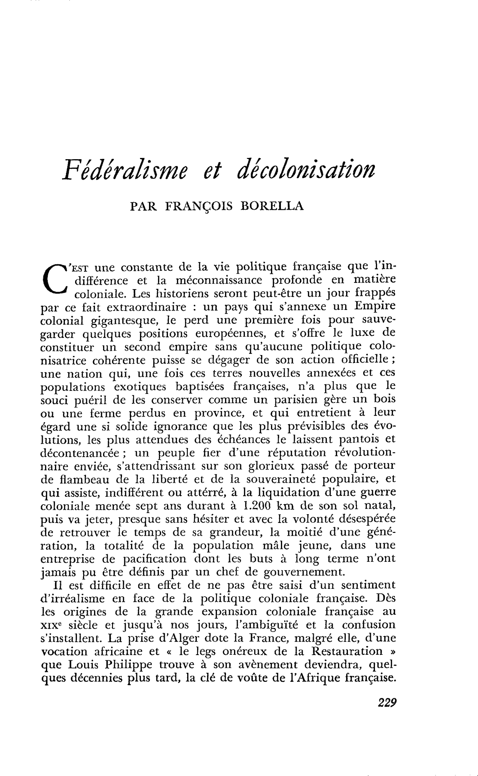 Fédéralisme et décolonisation