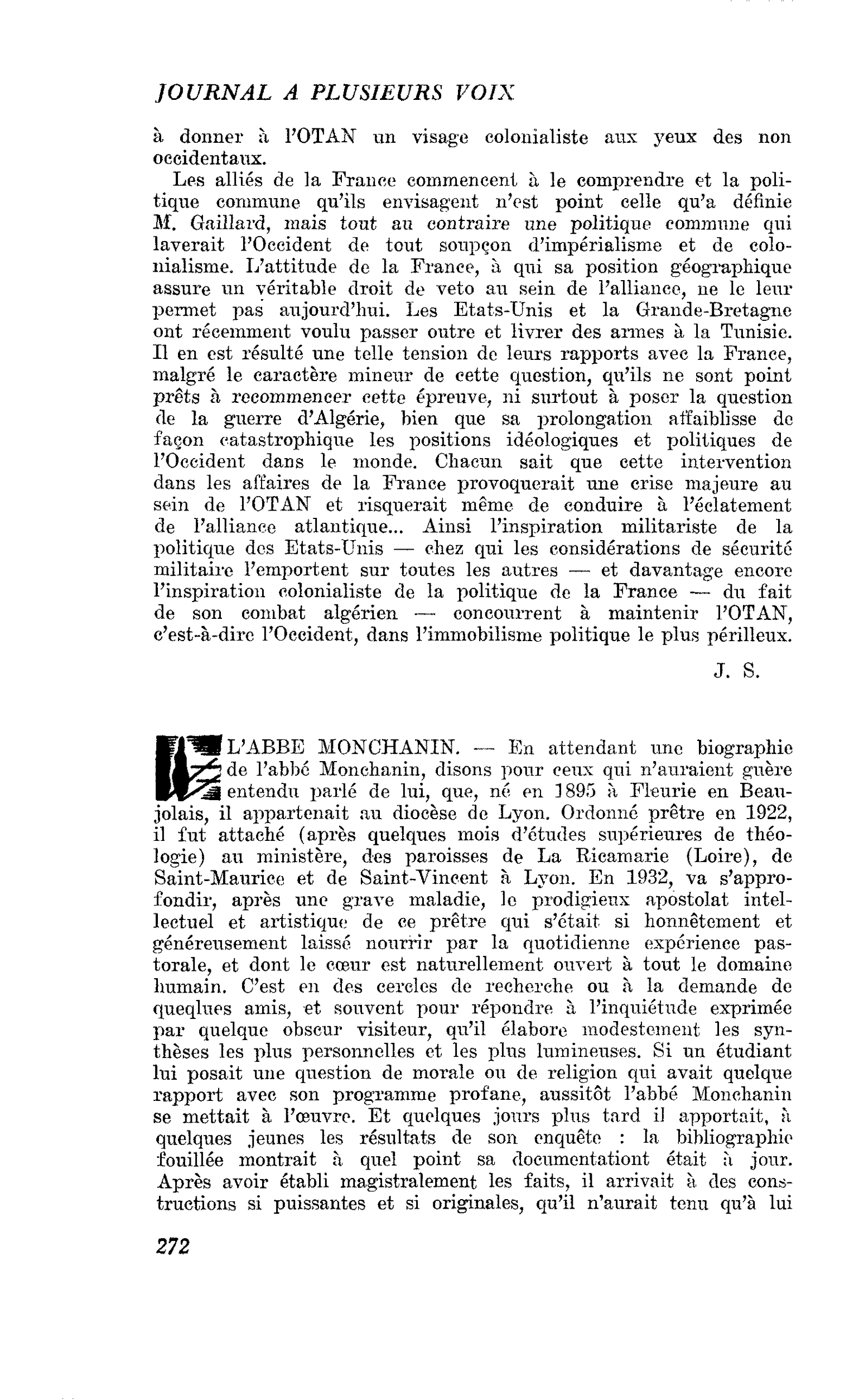 L’ABBE MONCHANIN