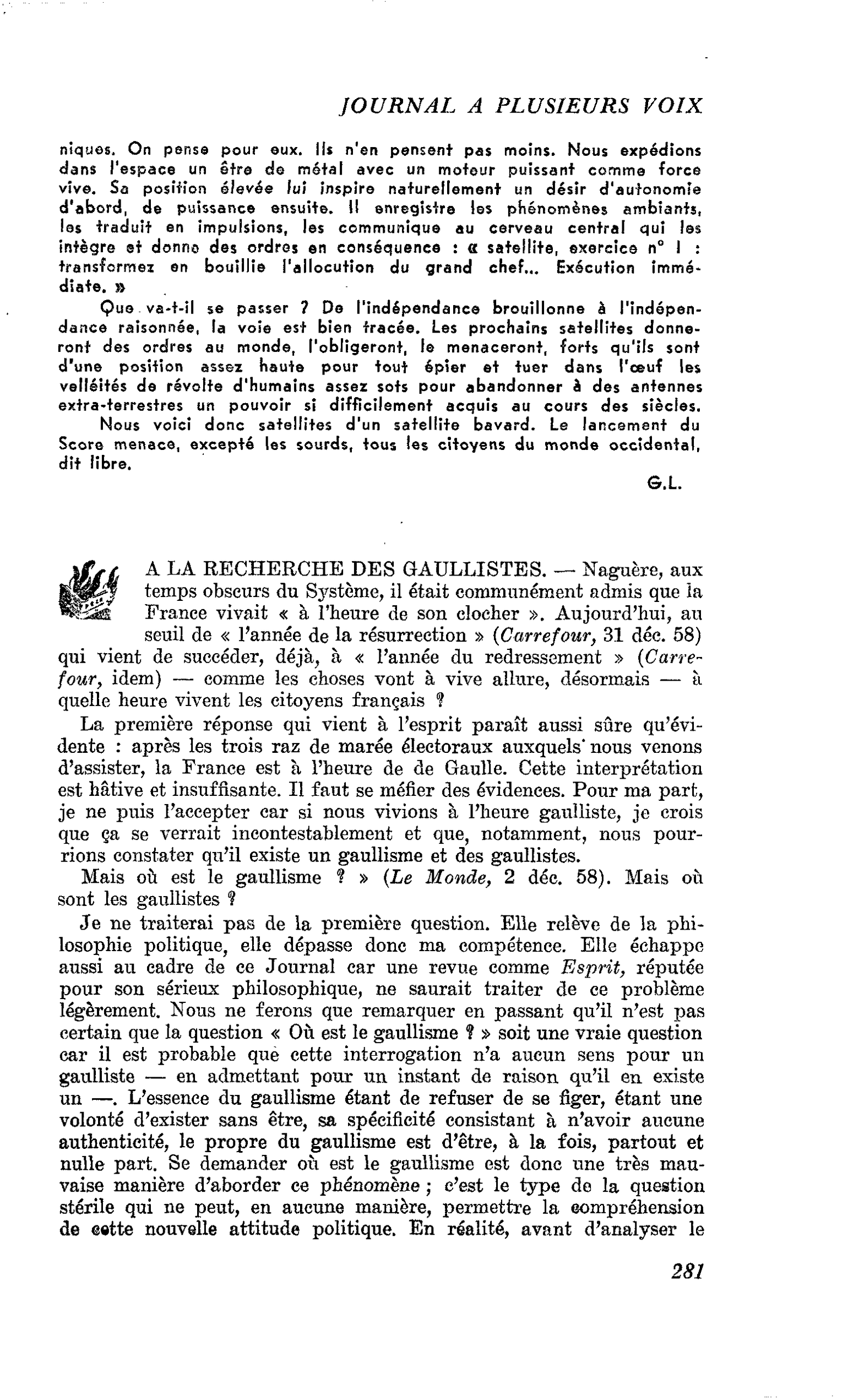 A LA RECHERCHE DES GAULLISTES