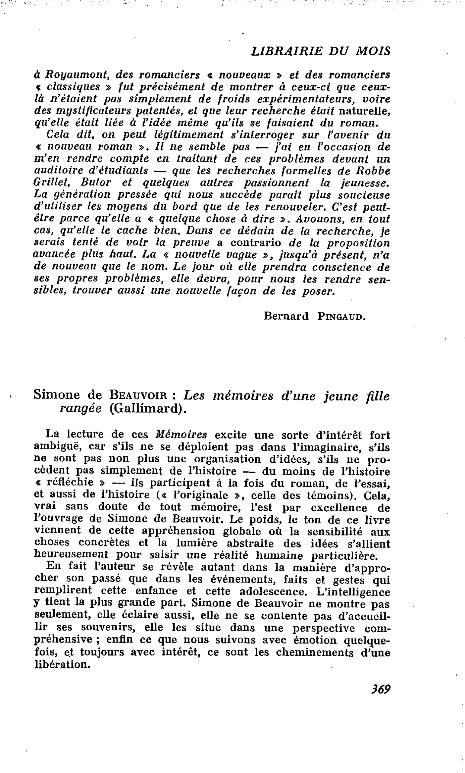 Simone de Beauvoir : Les mémoires d’une jeune fille rangée
